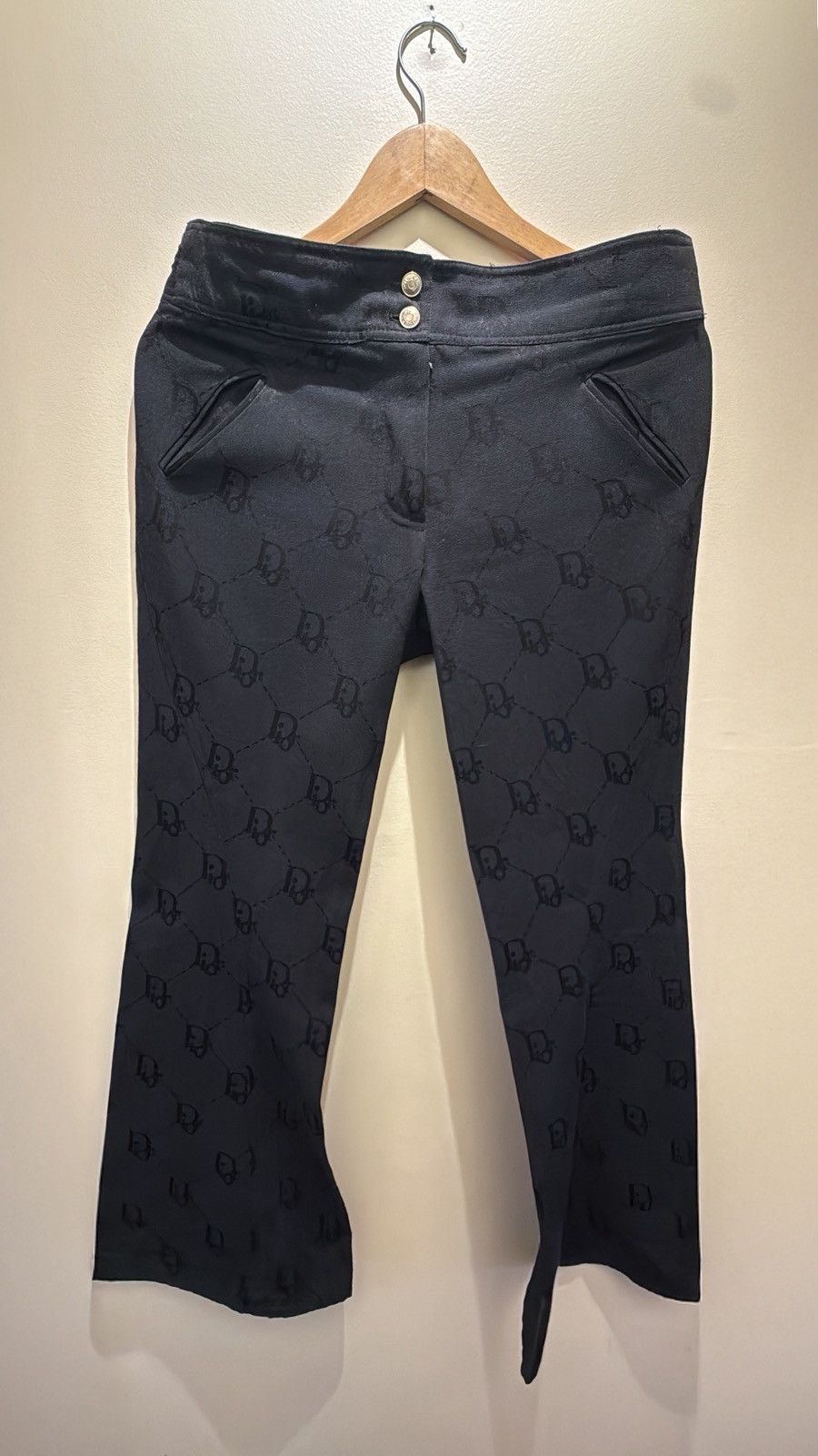 Dior Vintage Dior Black Monogram Trousers Size 28" / US 6 / IT 42 - 1 Thumbnail
