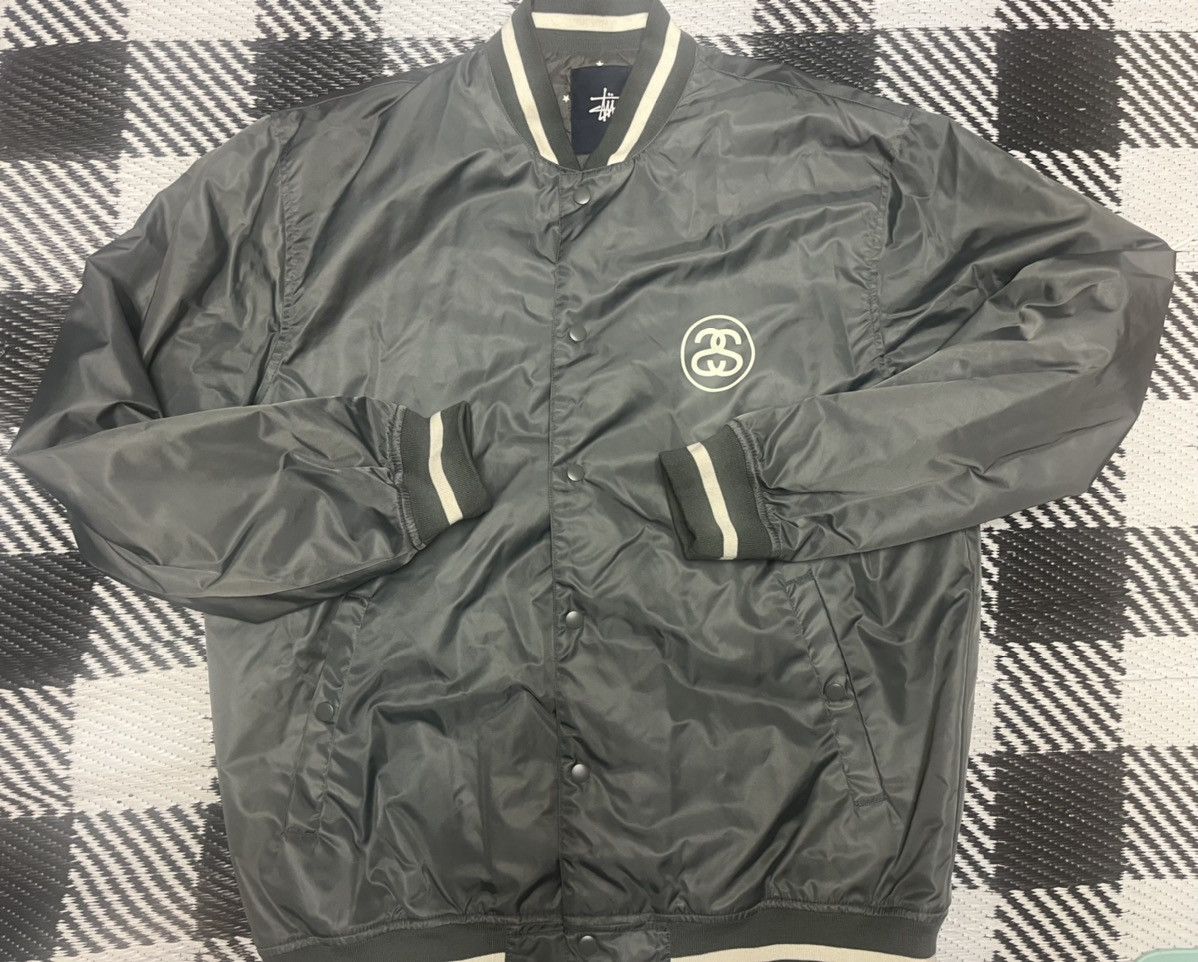 Image of Stussy Bomber/varsity Jacket in Grey, Men's (Size 2XL)