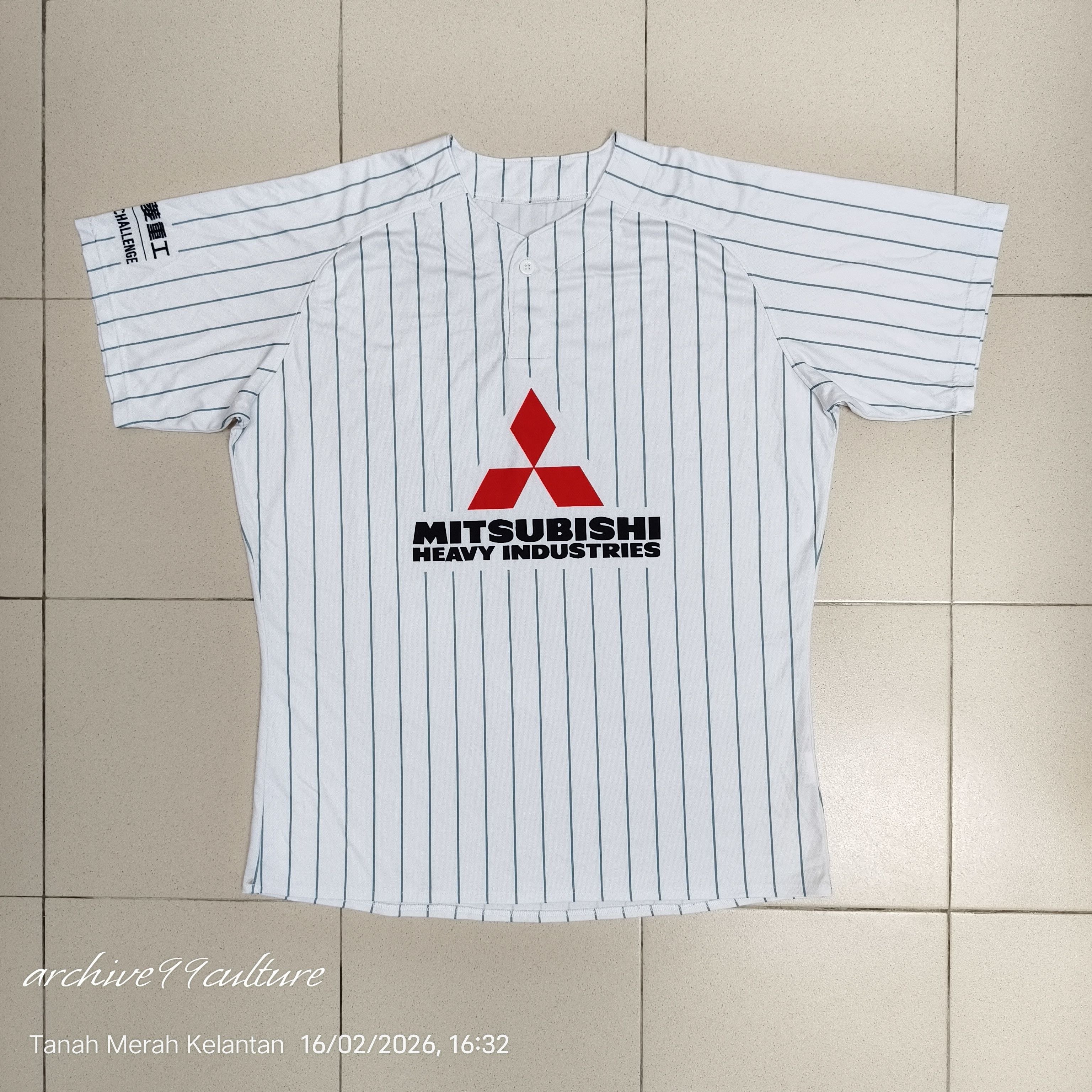 Japanese Brand RARE Mitsubishi Heavy Industries Pinstripe Baseball Jersey Size US XL / EU 56 / 4 - 1 Thumbnail
