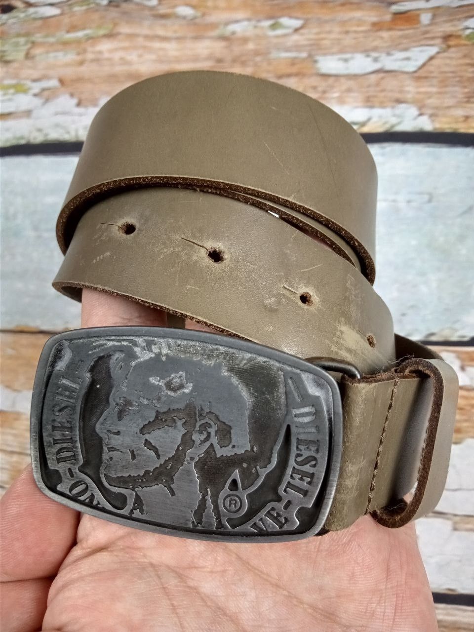 Diesel Vintage Diesel Leather Belt Mohawk Buckle Khaki Size 105/42 Size ONE SIZE - 1 Thumbnail