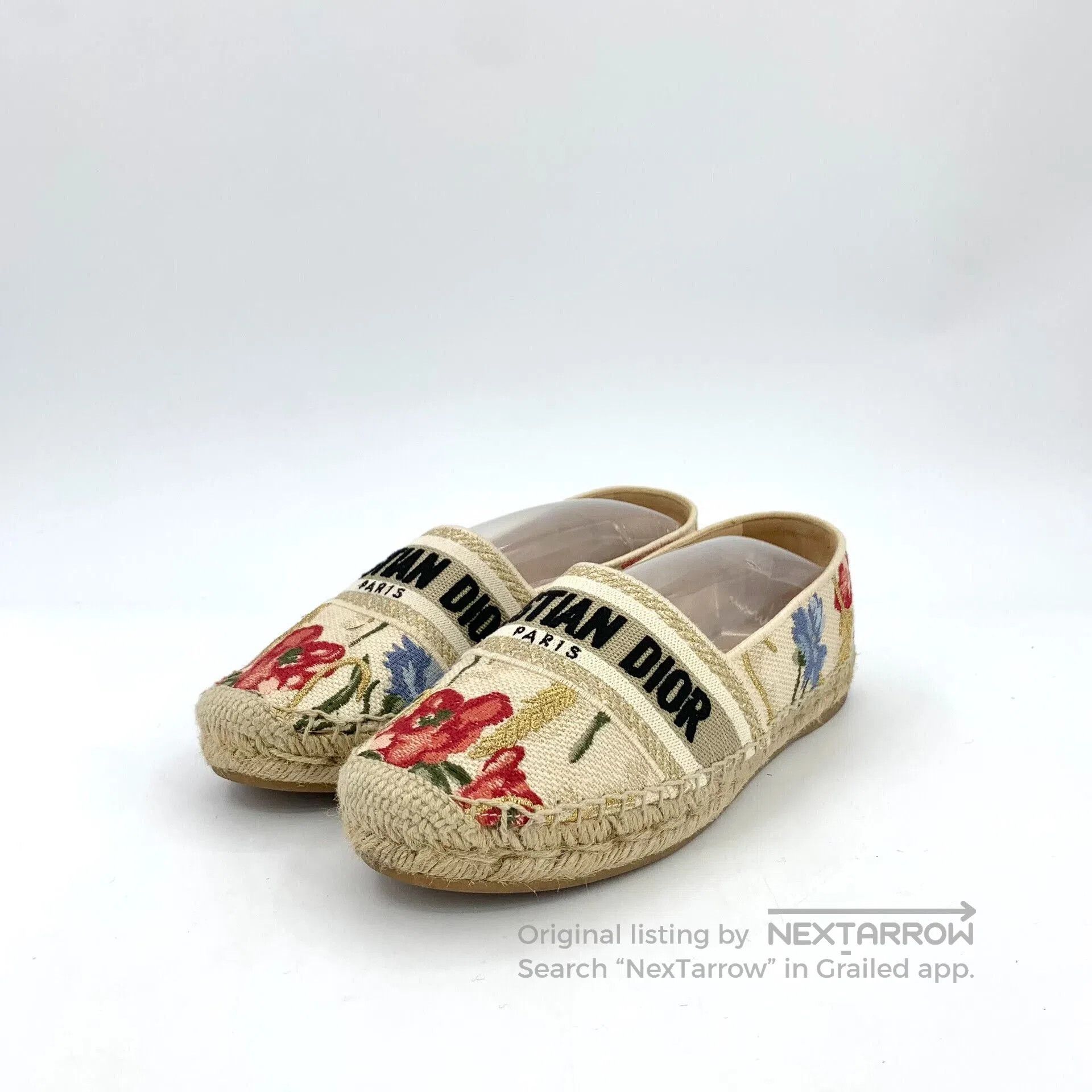 Dior Christian Dior Beige Embroidered Slip-On Espadrilles. Size US 7.5 / EU 40-41 - 1 Thumbnail