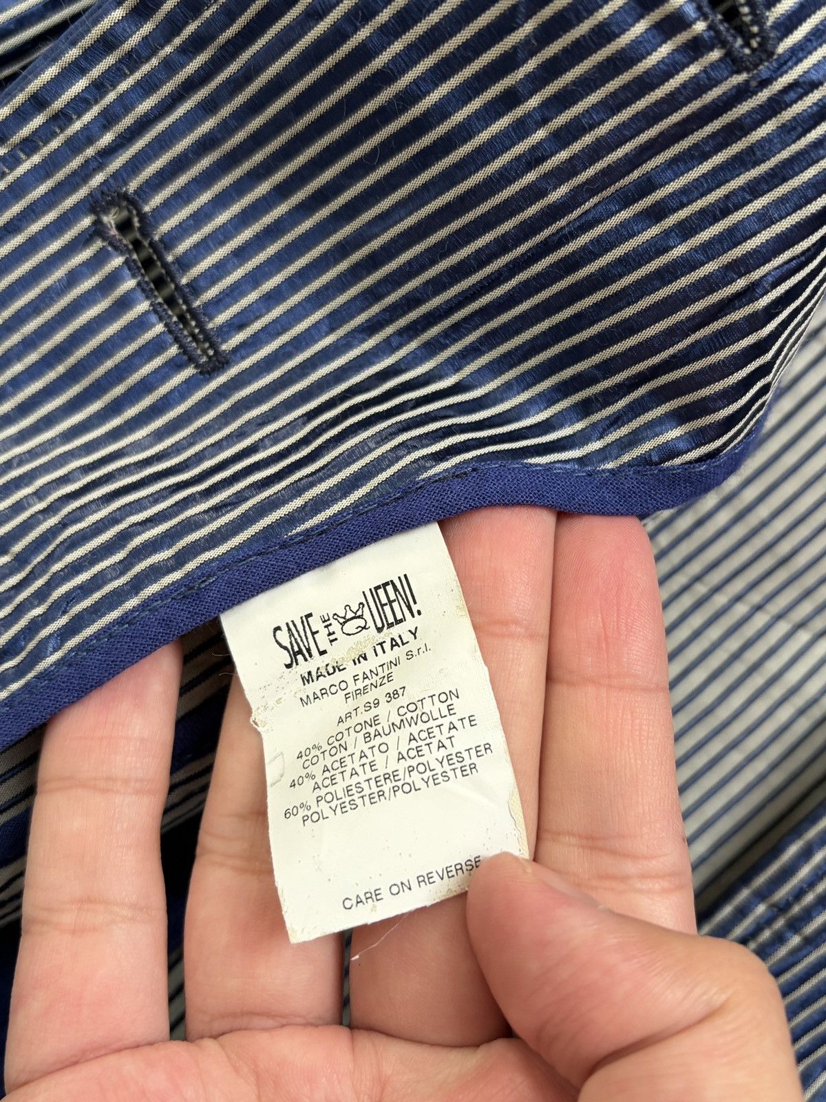Vintage Save The Queen! Blue Striped Embroidered Jacket Charms S Size S / US 4 / IT 40 - 7 Thumbnail