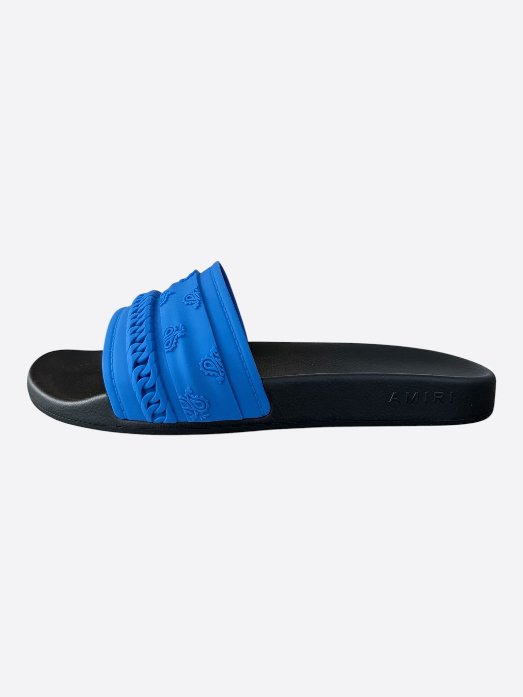 Amiri Amiri Blue & Black Bandana Chain Slides Size US 14 / EU 47 - 3 Thumbnail