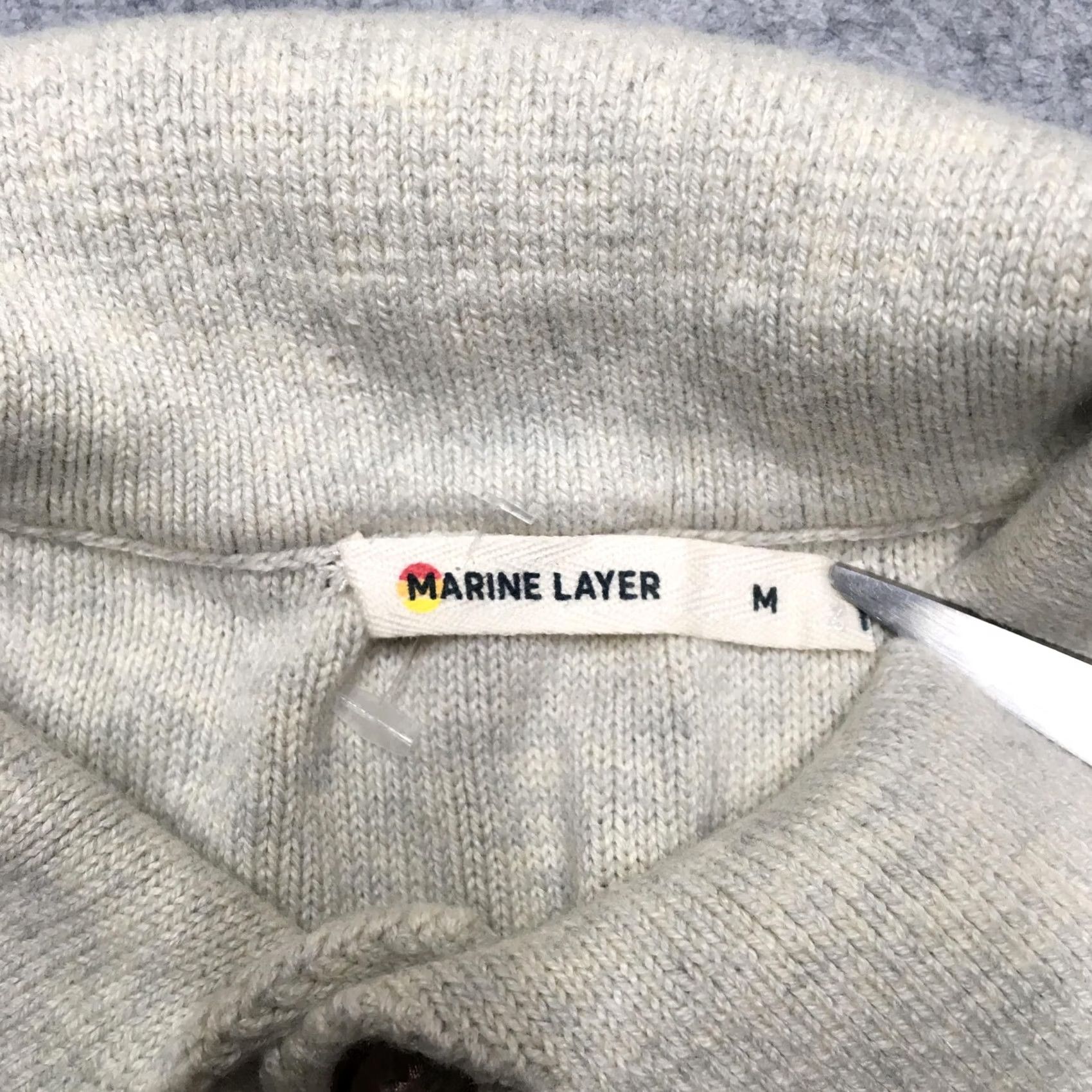 Marine Layer Marine Layer Mens Medium Beige Navy Stripe Knit Polo Pullover Sweater Shirt Size US M / EU 48-50 / 2 - 4 Thumbnail