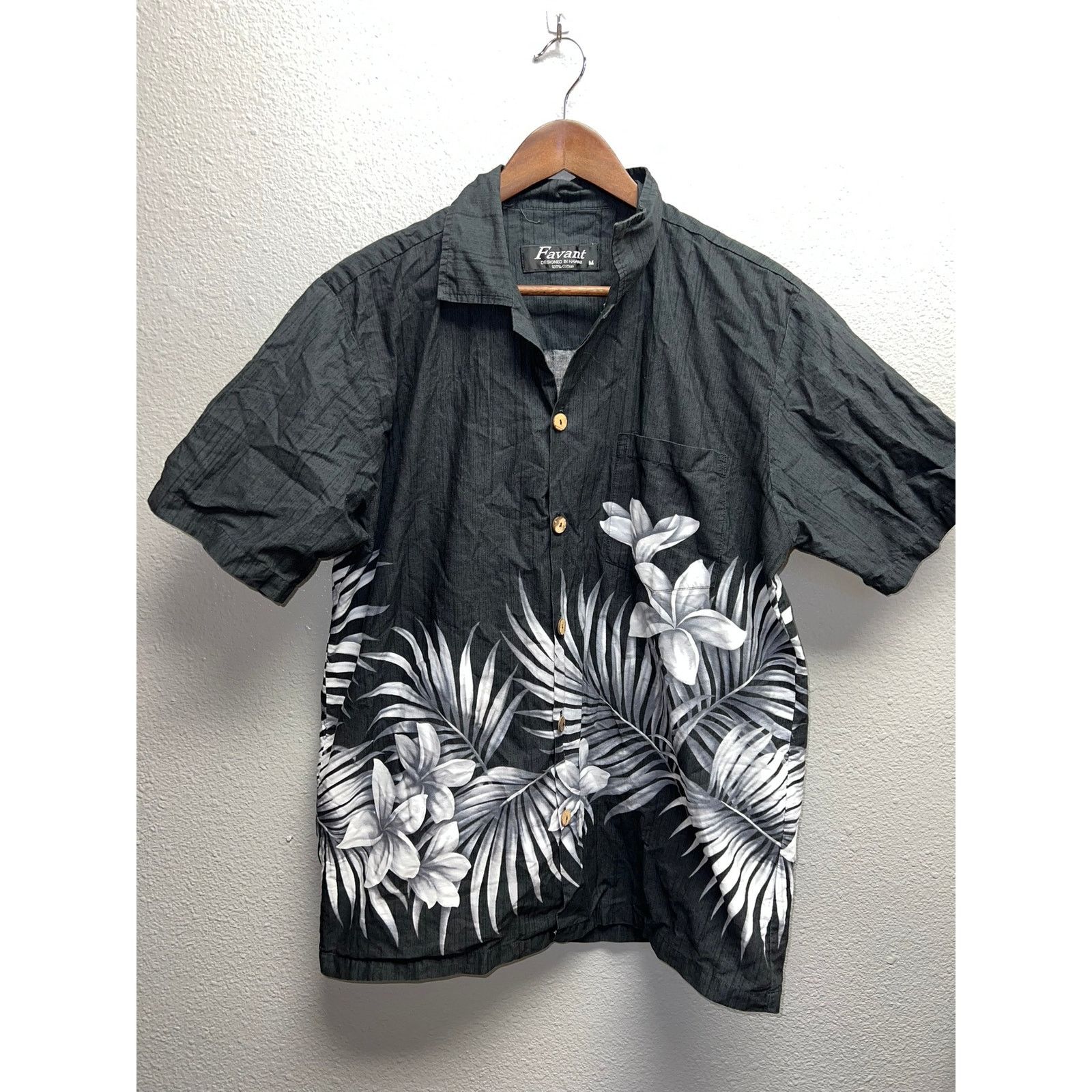 Other Favant Hawaiian Shirt Hawaii Button Down Black White Top Tee Size US M / EU 48-50 / 2 - 1 Thumbnail