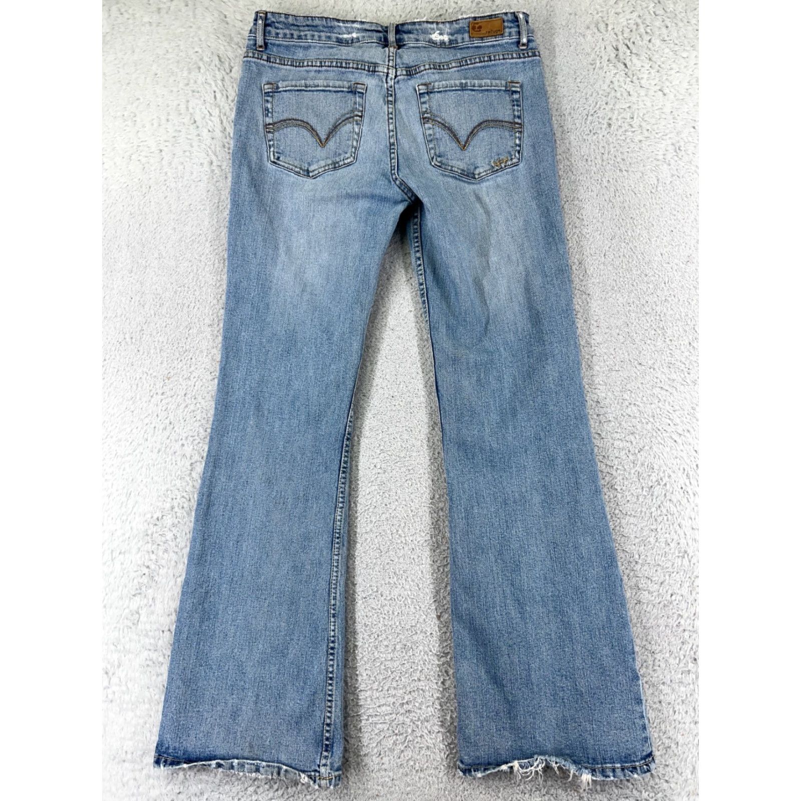 Vintage Refuge Women's Flared Jeans Pants 28x30 Low Rise Blue Denim Cotton Blend Stretch Vintage Style Size 30" / US 8 / IT 44 - 2 Thumbnail