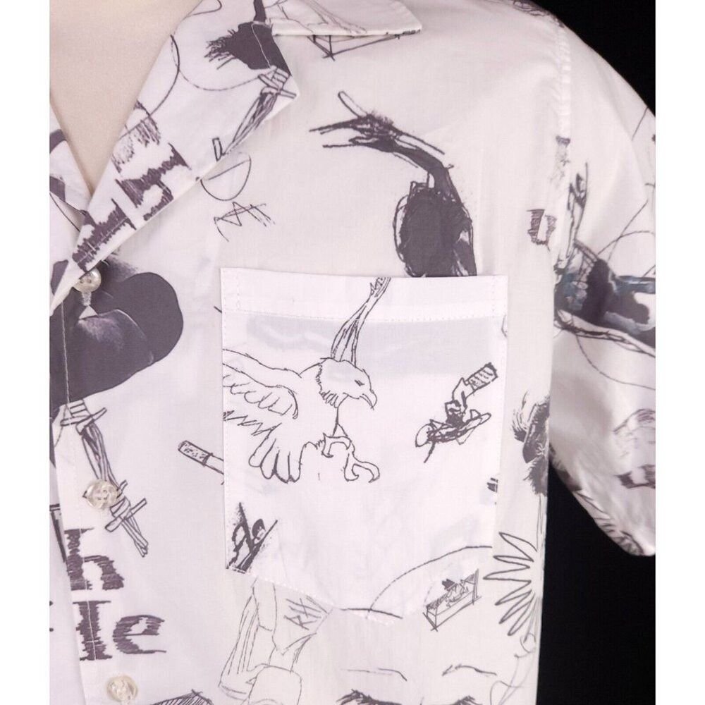 Rhude Rhude Doodle Hawaiian Shirt Size XS White Gray Unisex style Size US XS / EU 42 / 0 - 3 Thumbnail