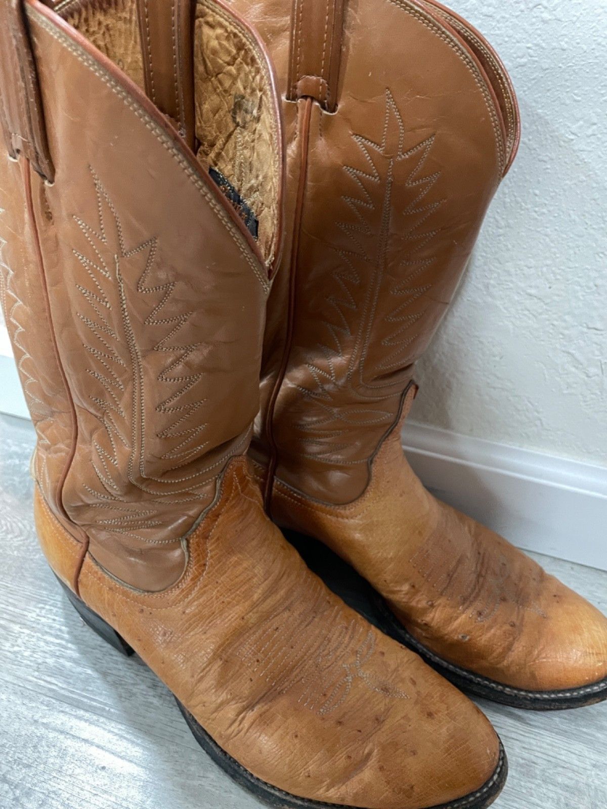 Tony Lama 🔥 Tony Lama® RARE Vintage Two-Toned Ostrich Cowboy Boots Size US 11 / EU 44 - 3 Thumbnail