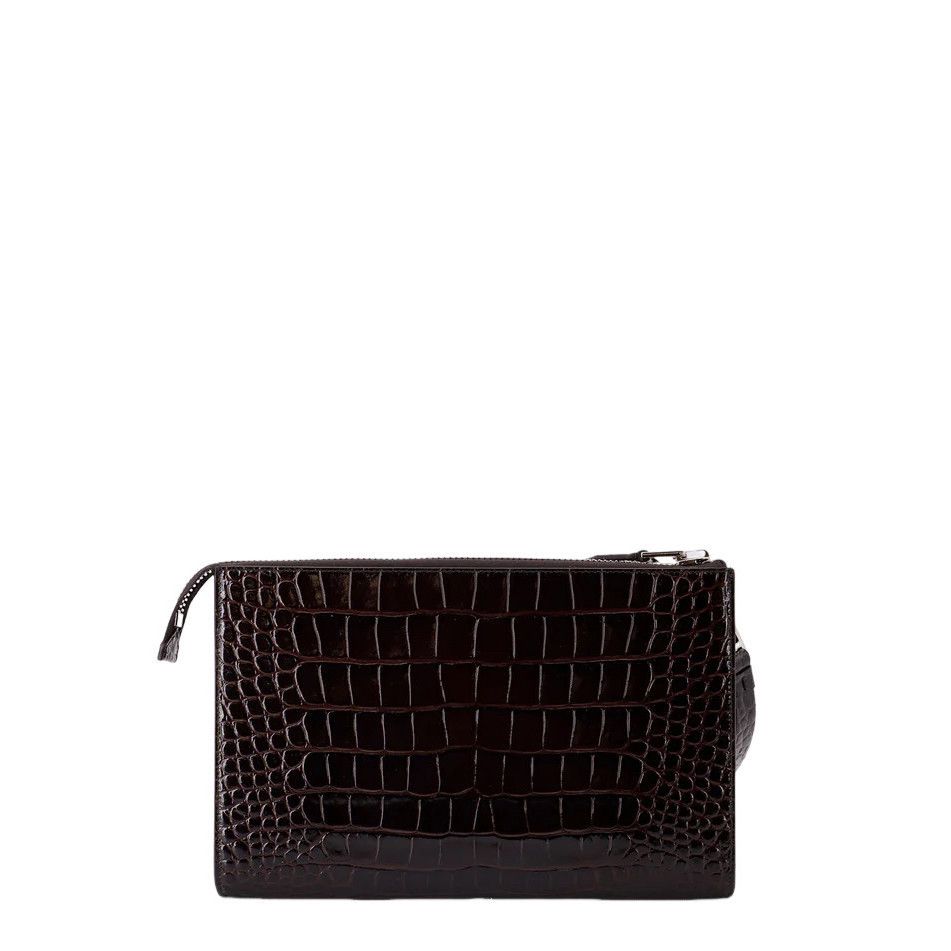 Tom Ford TOM FORD Brown Embossed Leather Pouch New & Authentic Size ONE SIZE - 2 Thumbnail