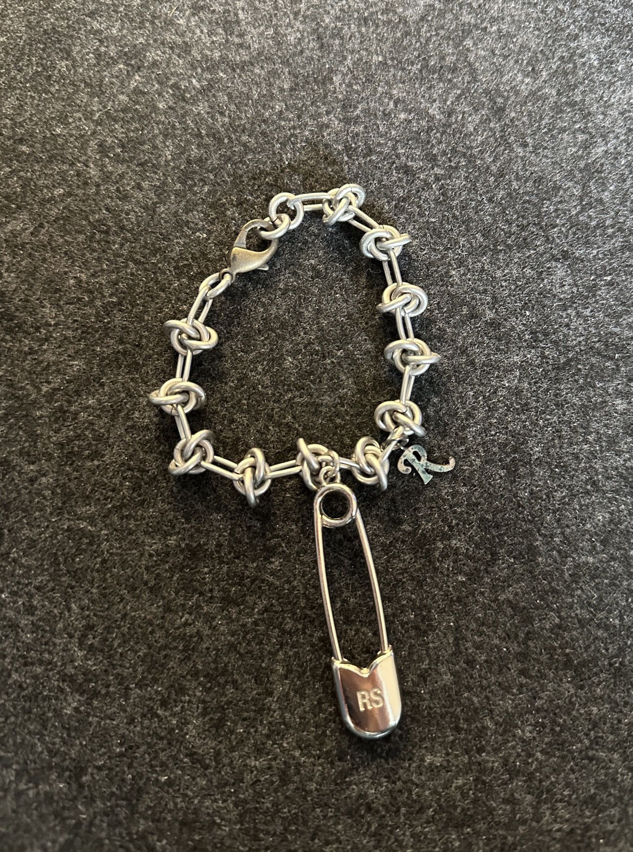 Raf Simons Raf Simons Silver Big Chain Safety Pin Bracelet | Grailed