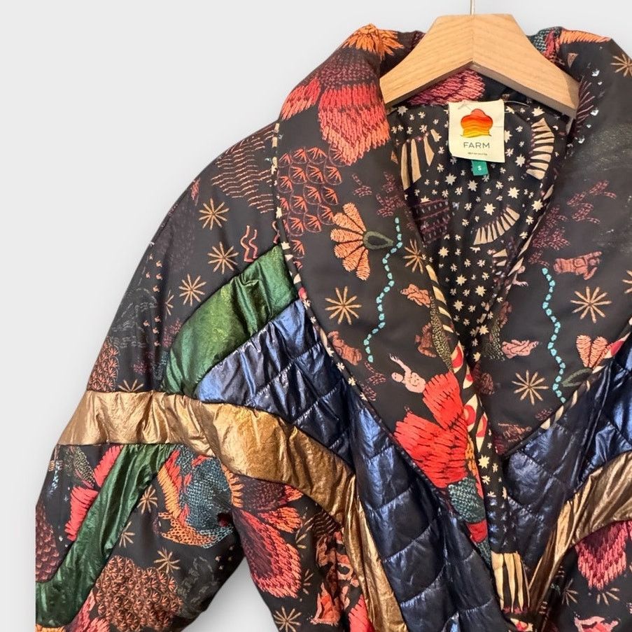 Farm Rio Farm Rio Wild Bananas Metallic Reversible Puffer Jacket Size S / US 4 / IT 40 - 8 Thumbnail