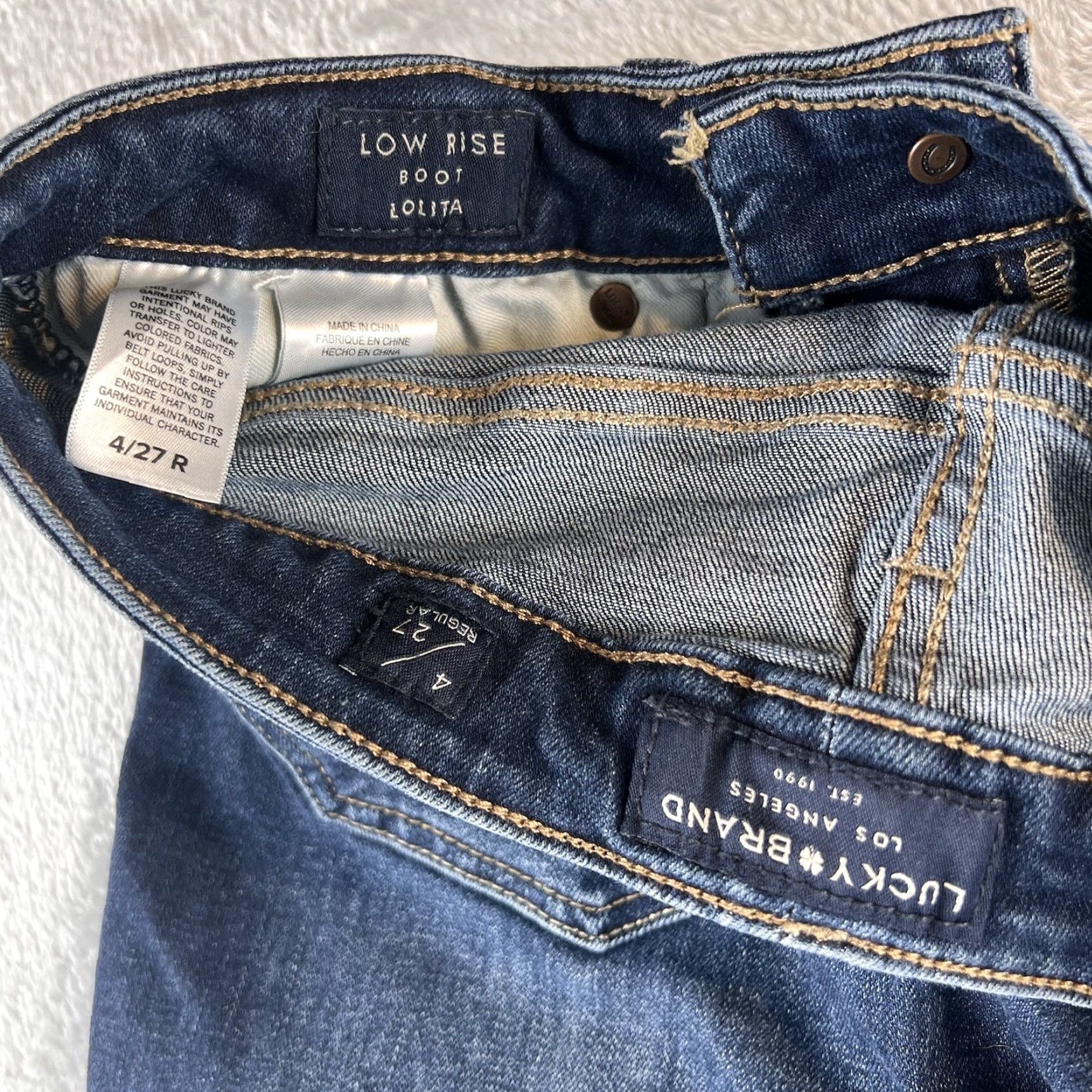 Lucky Brand Lucky Brand Lolita Boot Jeans Womens 4/27 Medium Dark Stretch Denim 5-Pocket Regular Blue Shoes? Size 27" / US 4 / IT 40 - 7 Thumbnail