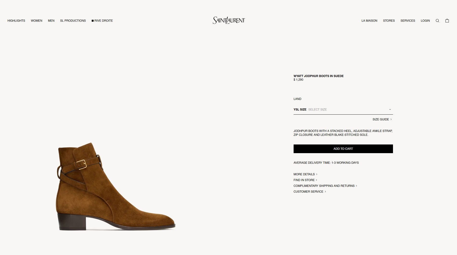 Saint Laurent Wyatt 40 Jodhpur Boots Brown Calf Suede