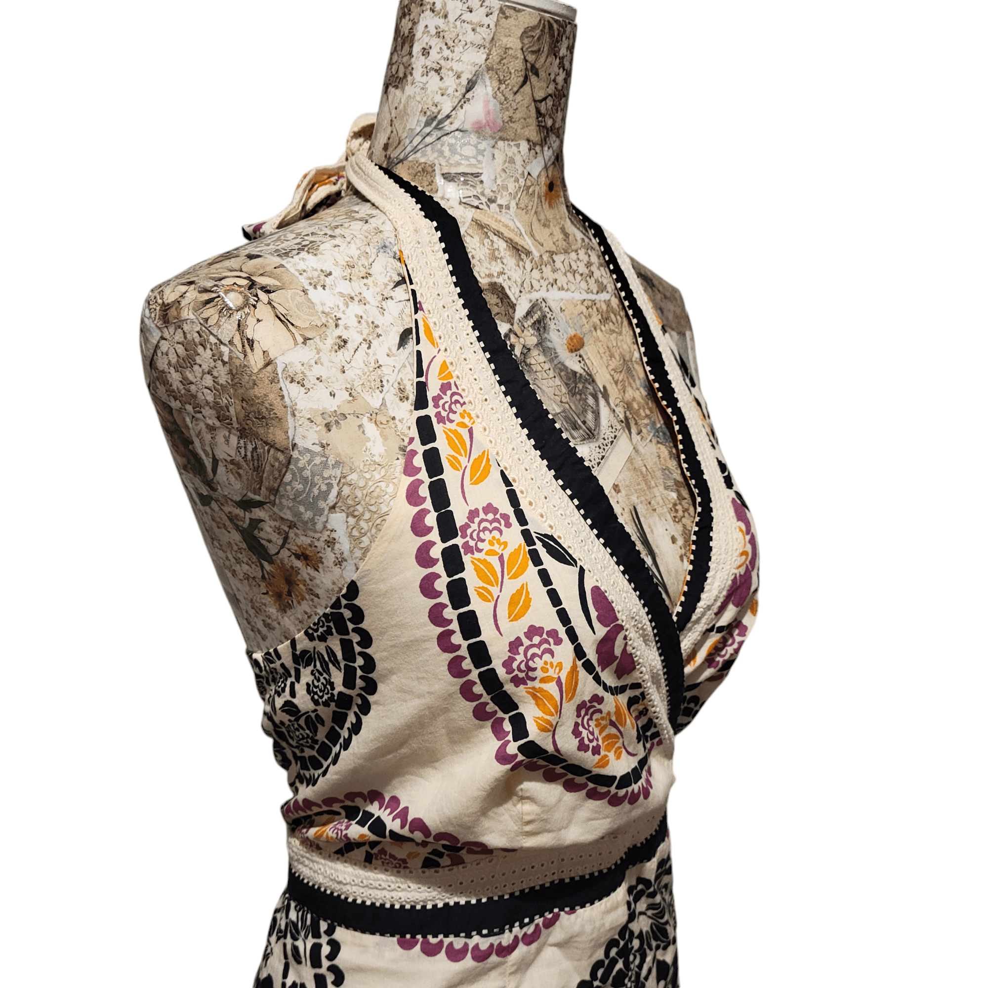 NBDN Nobrandedon Style & Co. Paisley Halter Empire Waist Tan Ombre Dress Size L / US 10 / IT 46 - 3 Thumbnail