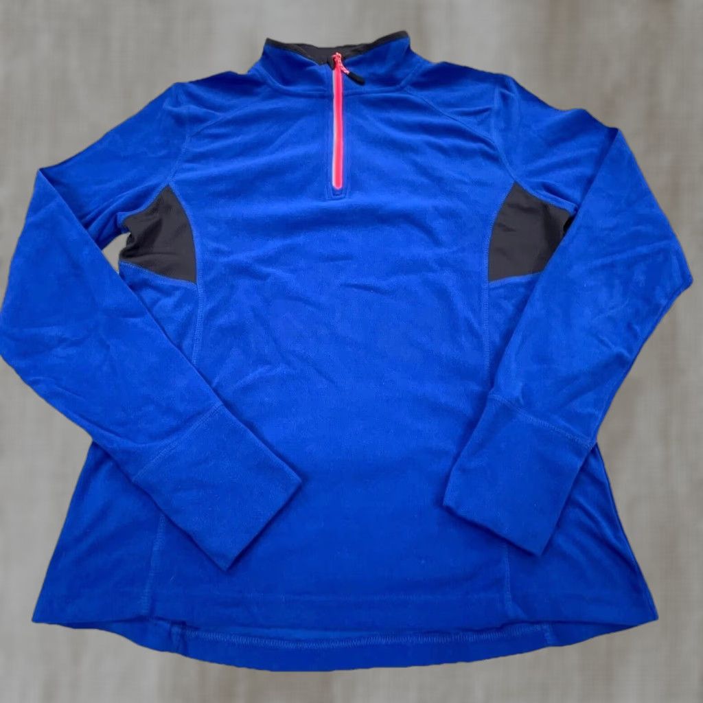 Reebok Reebok Sweater Women L Blue Fleece 1/4 Zip Raglan Long Sleeve Pockets Casual Outdoor Regular Size: L Size L / US 10 / IT 46 - 1 Thumbnail