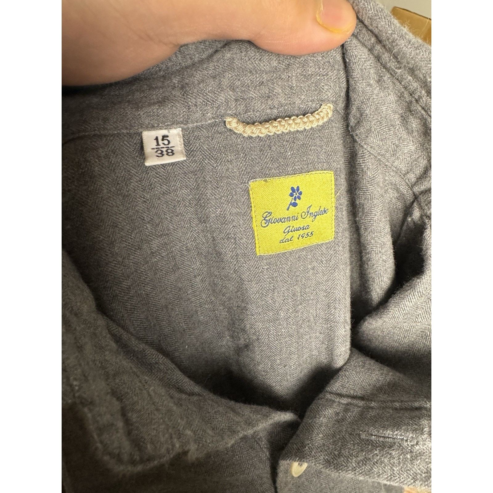 G. Inglese G. Inglese Gray Flannel Popover Shirt Polo 15/38 Medium Size US M / EU 48-50 / 2 - 2 Thumbnail