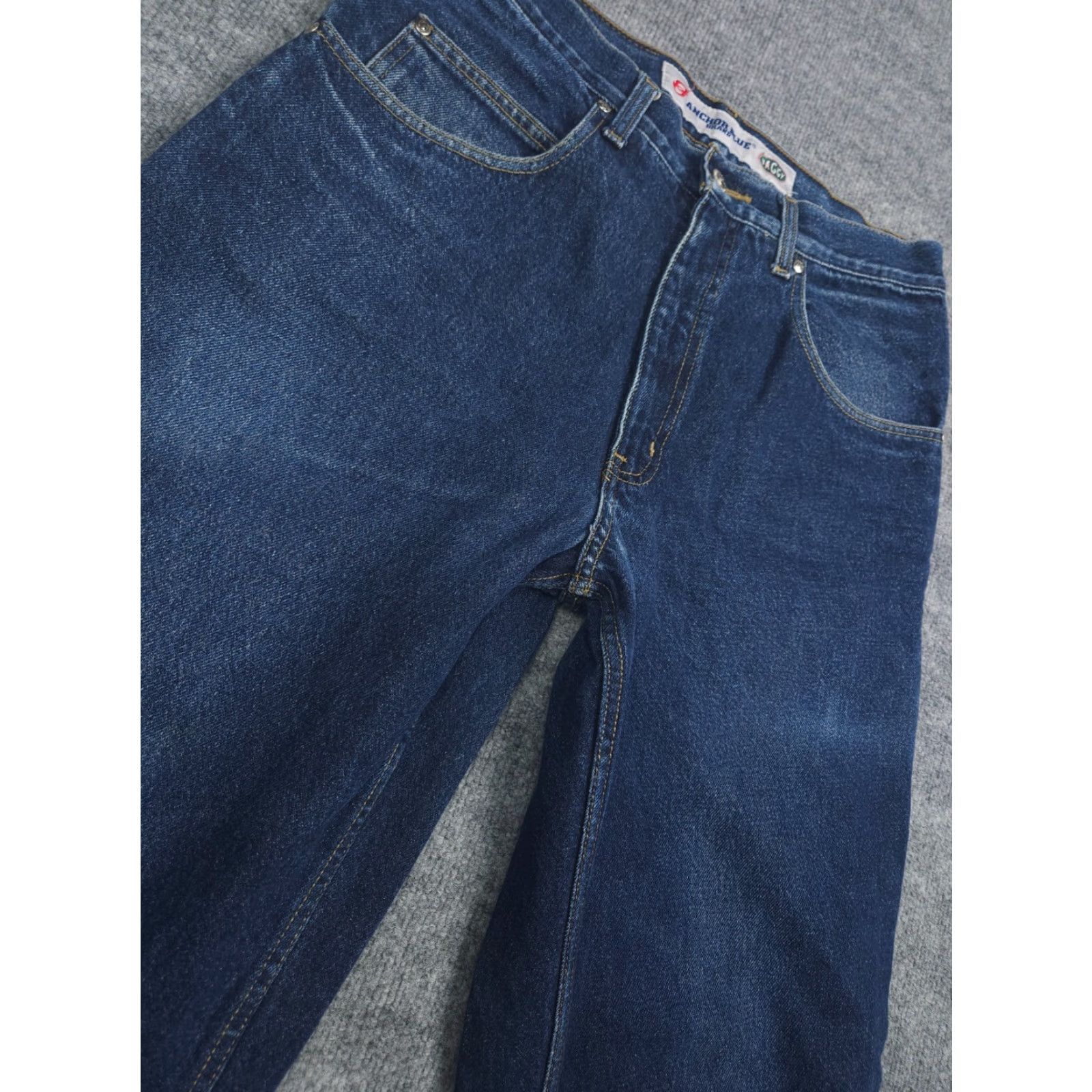 Anchor Blue VINTAGE Anchor Blue Jeans (Men's) Baggy 34 x 34 Blue Distressed Raw Hem 90s Size US 34 / EU 50 - 2 Thumbnail