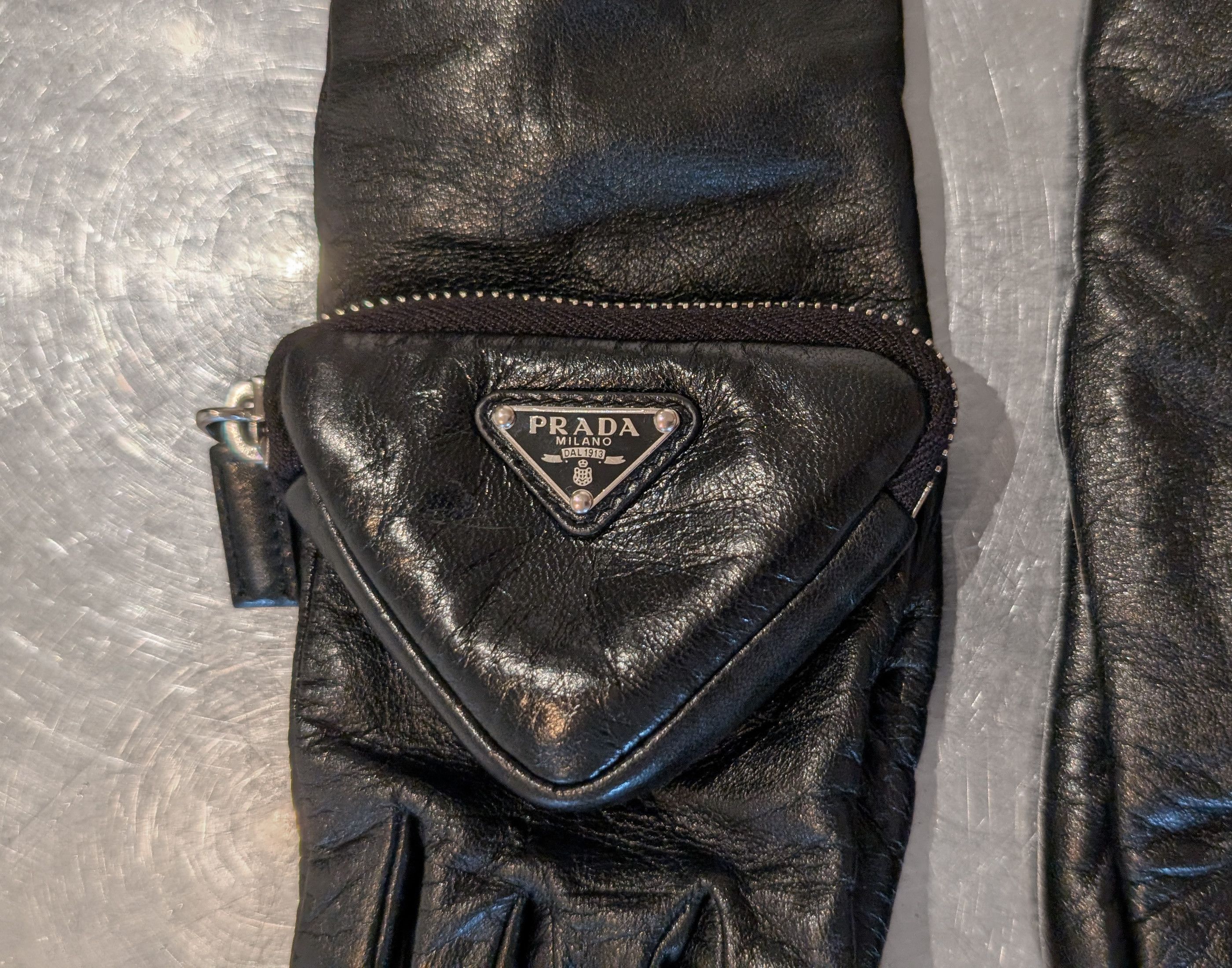 Prada FW21 Black leather gloves with pocket Size ONE SIZE - 6 Thumbnail