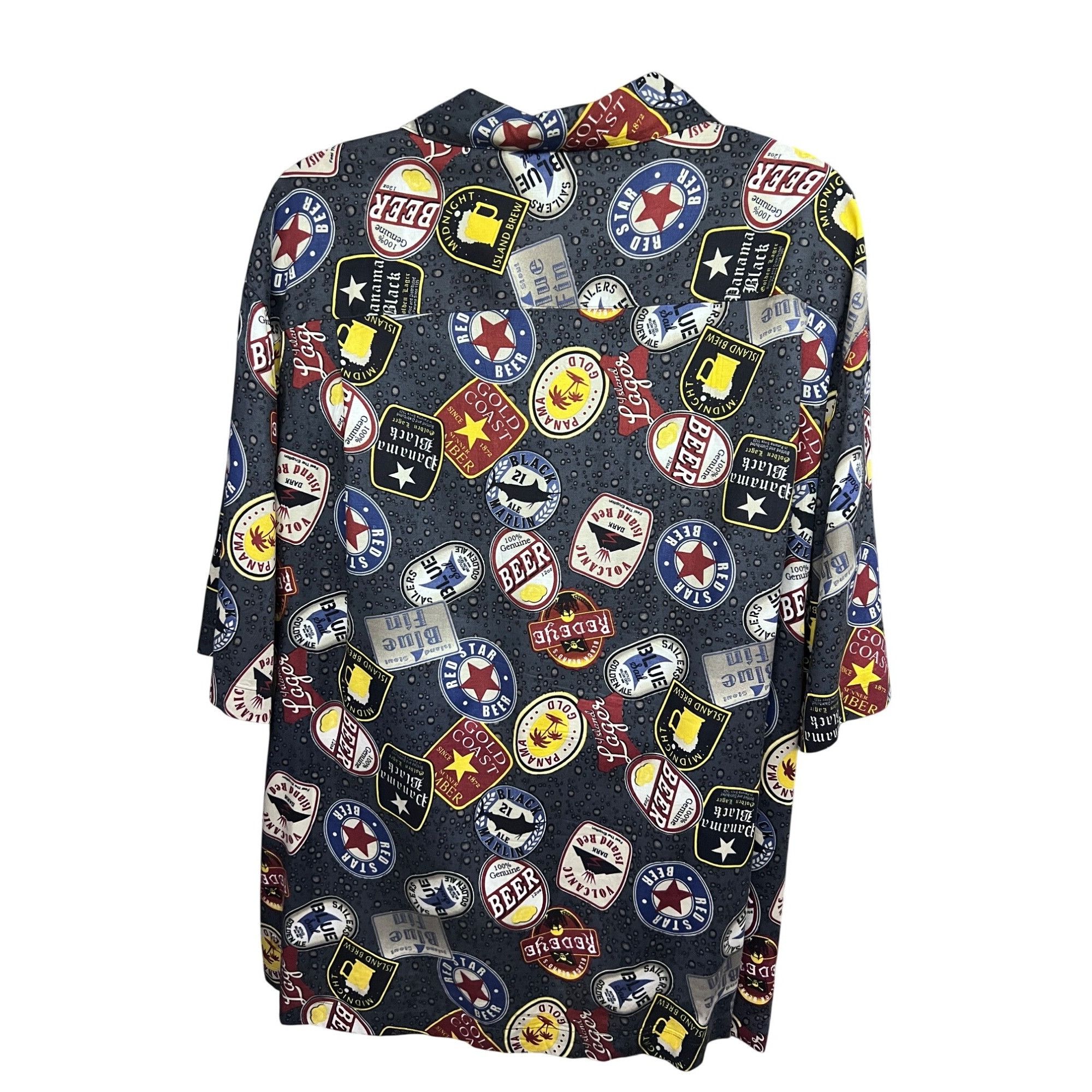 Vintage George Mens Vintage Retro Beer Blue Button Up Camp Shirt 3XL Size US XXL / EU 58 / 5 - 2 Thumbnail
