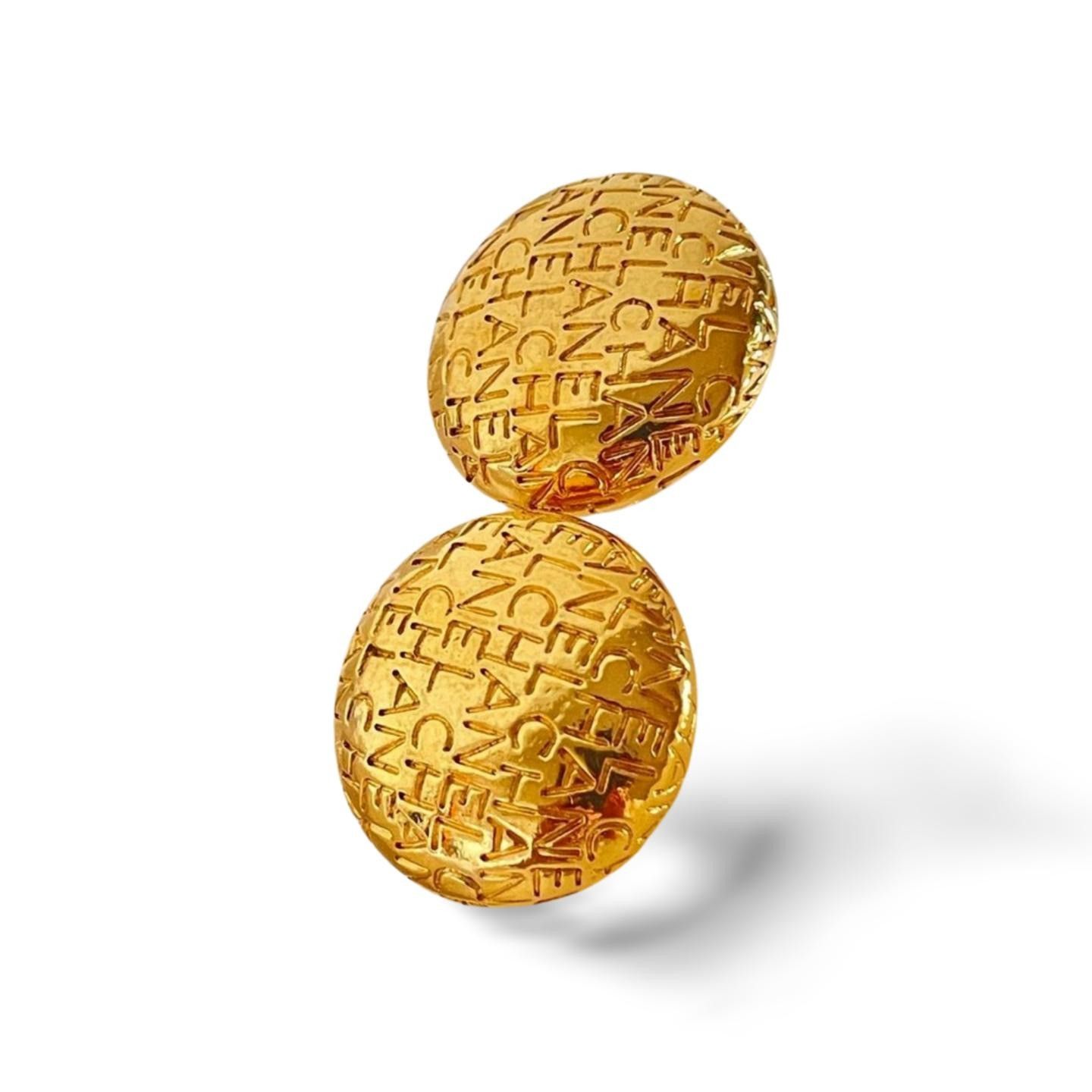 Chanel MINT. Vintage CHANEL round earrings with embossed logo Size ONE SIZE - 2 Thumbnail