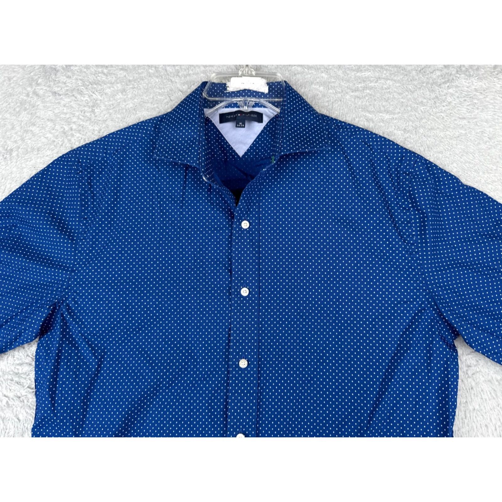 Tommy Hilfiger Tommy Hilfiger Shirt Men 16 Blue Polkadot Button Up Long Sleeve Pocket 34-35 Size US L / EU 52-54 / 3 - 7 Thumbnail