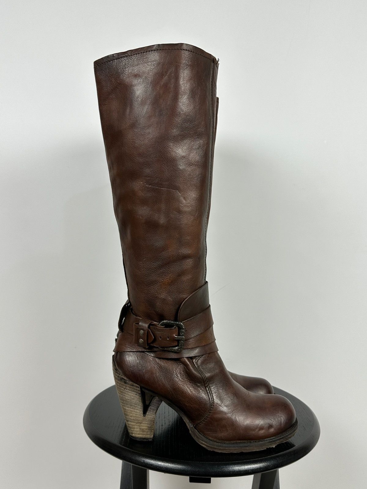 A.S.98 A.S.98. Airstep Brown Leather Knee High Boots Moto Style Size US 9 / IT 39 - 2 Thumbnail