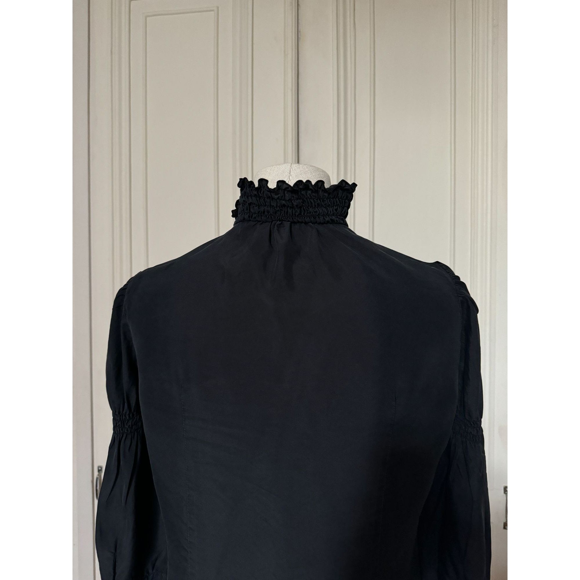 Miu Miu Black Silk Blouse Size M / US 6-8 / IT 42-44 - 4 Thumbnail