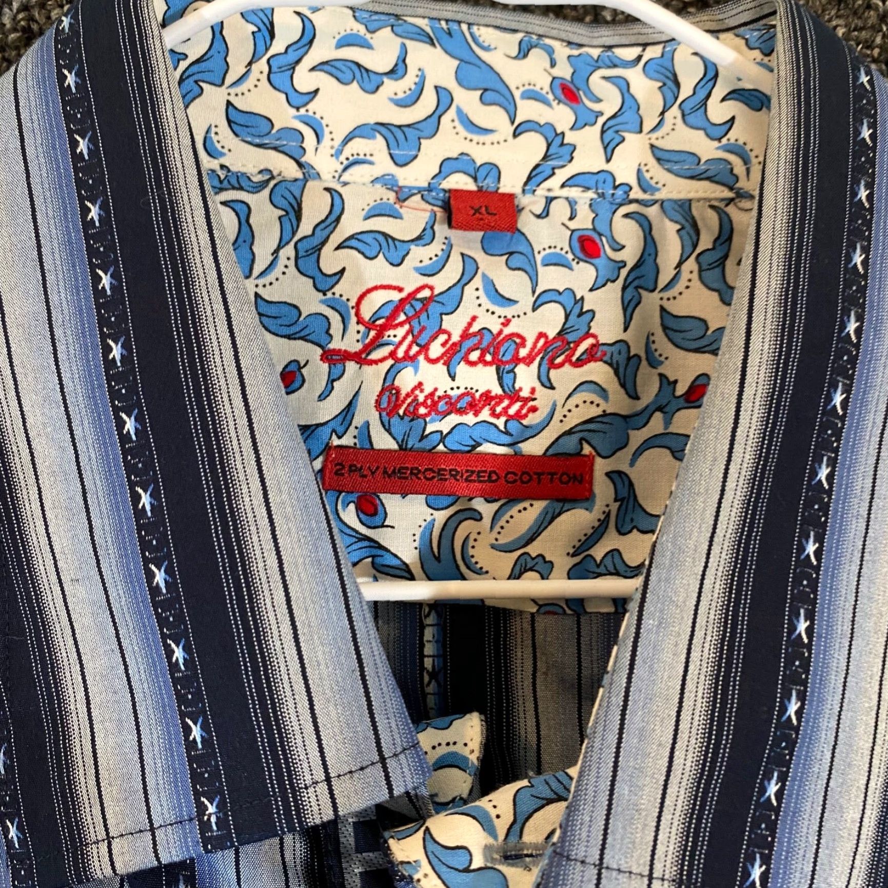 Luchiano Visconti Luchiano Visconti Shirt Mens XL Blue Striped Western Button Up Outdoors L/S Shirt Button-Up Casual Mens XL Blue Striped Western Luchiano Visconti Size US XL / EU 56 / 4 - 2 Thumbnail