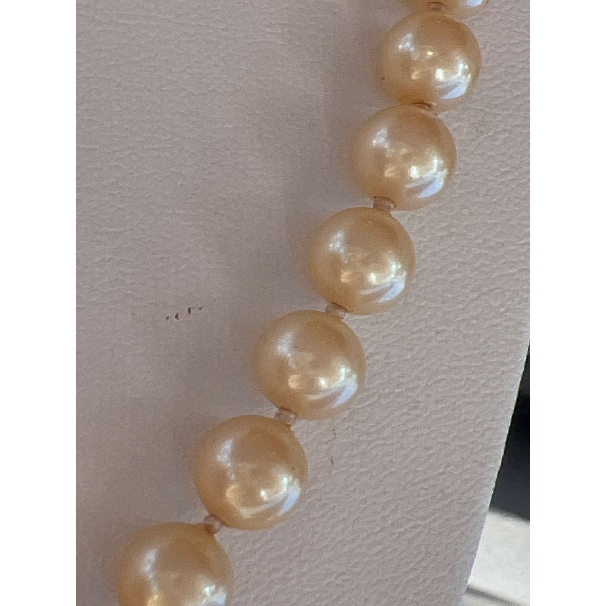 Other Vintage Glass Champagne Faux Pearl Necklace Sterling Silver Size ONE SIZE - 2 Thumbnail