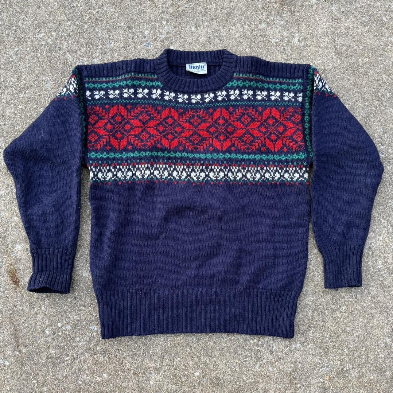 Meister Vintage 80s Meister 100% wool patterned knit sweater Size US S / EU 44-46 / 1 - 1 Thumbnail