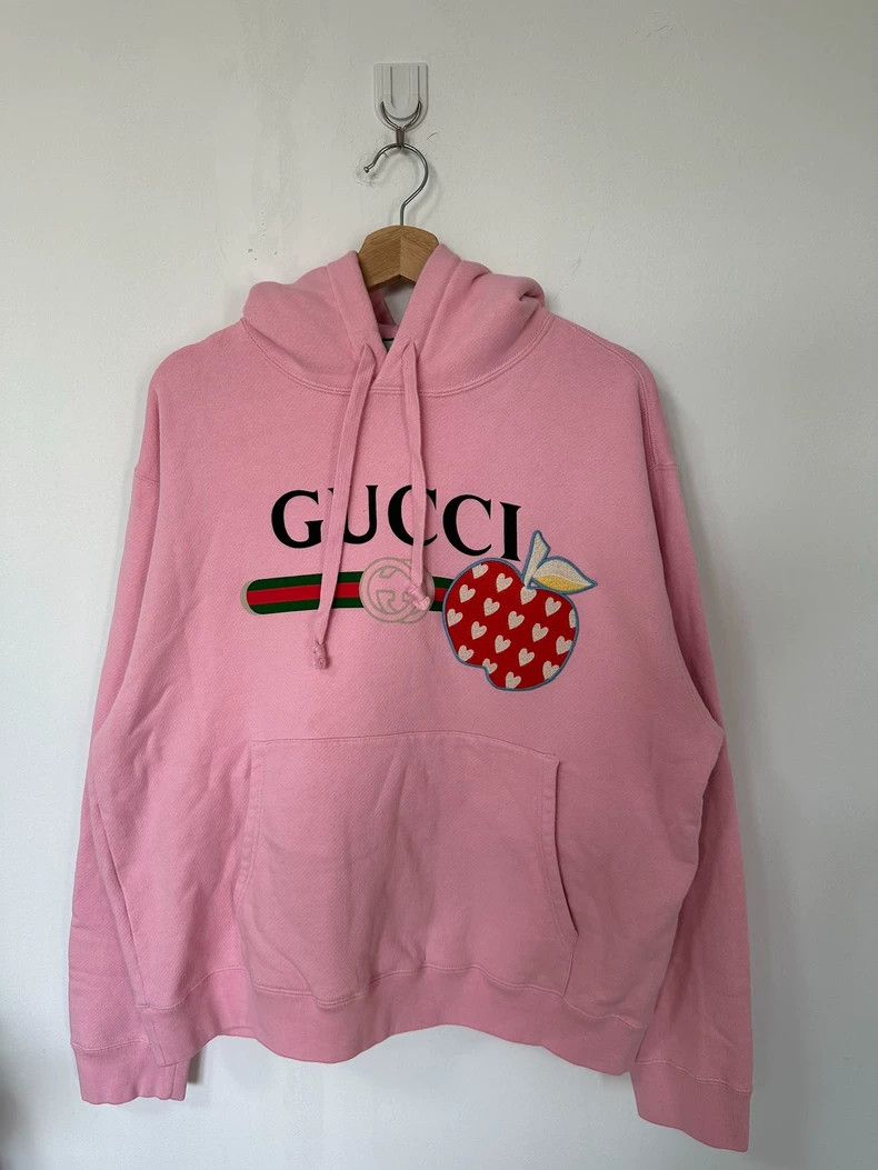 Gucci Gucci Pink Apple GG Belt Large Logo Hooded Sweatshirt 2501- Size US S / EU 44-46 / 1 - 1 Thumbnail