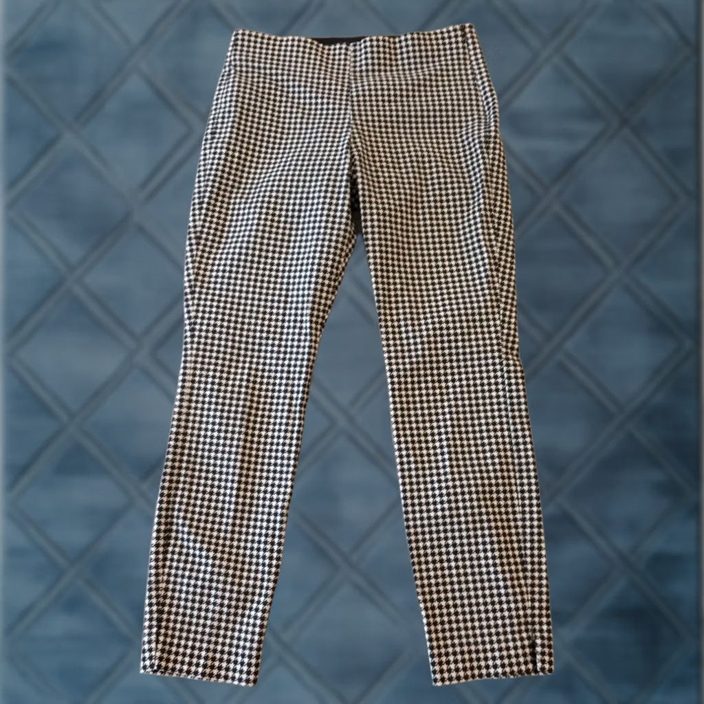 Old Navy Old Navy Pants Womens Size 4 Ankle Black Houndstooth Straight Stretch Elastic Zip 27x24.5 Men? Womens Size 27" / US 4 / IT 40 - 1 Thumbnail