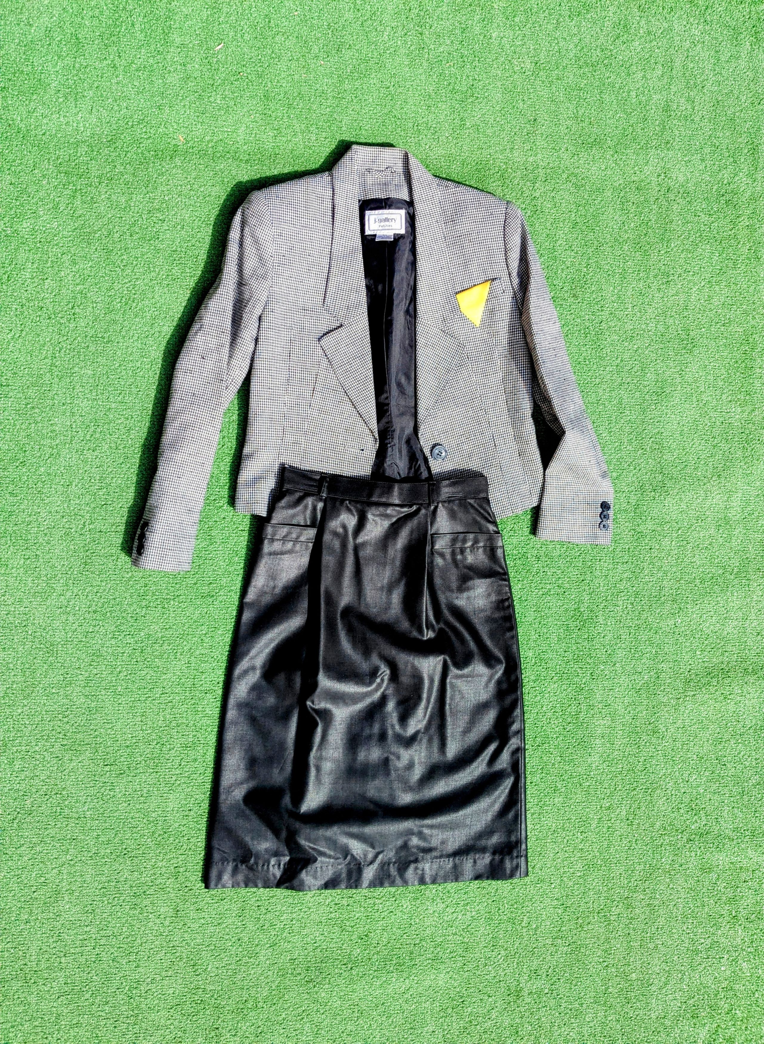Designer J.Gallery Houndstooth Blazer+Tapa Maxi Skirt 2pc Suit Outfit Size XS / US 0-2 / IT 36-38 - 6 Thumbnail