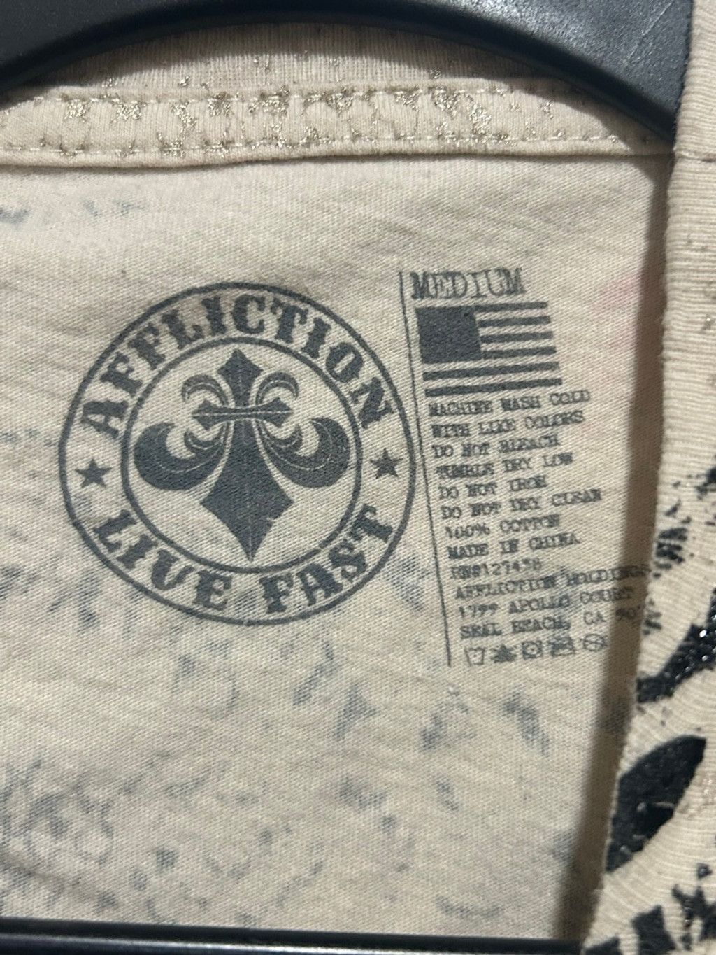 Affliction Affliction Short Sleeve Tee M Beige Black Snake Print Size M / US 6-8 / IT 42-44 - 3 Thumbnail
