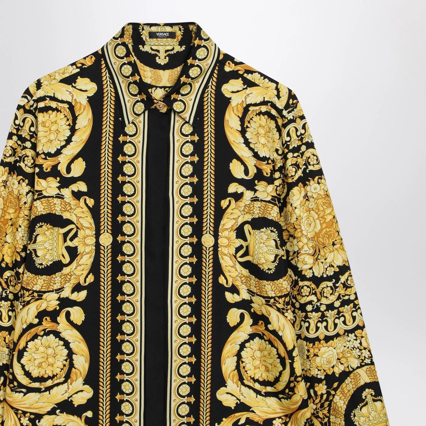 Versace o1d2blof0426 Printed Silk Twill Shirt in Black/Gold Size M / US 6-8 / IT 42-44 - 3 Thumbnail