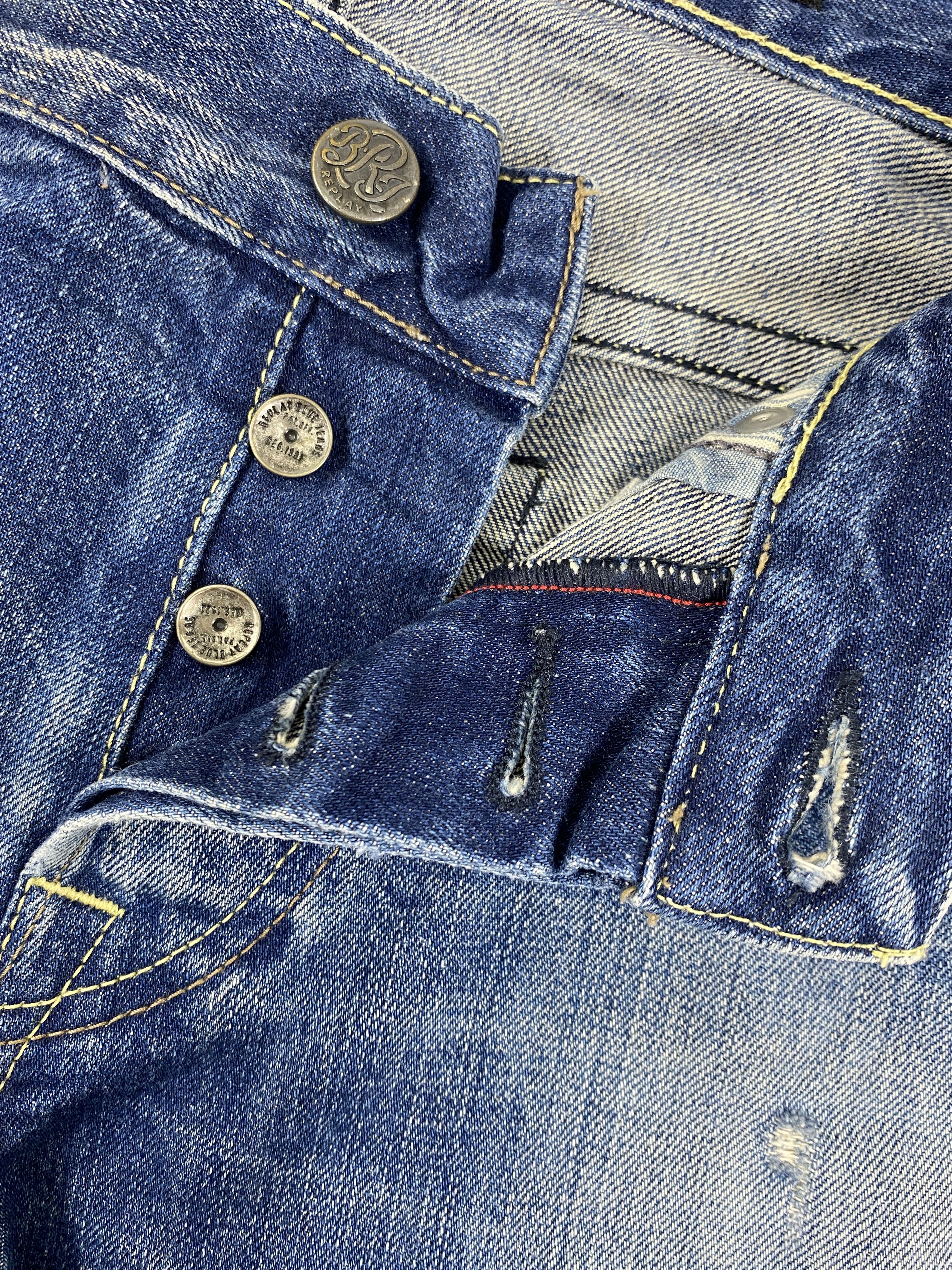 Le Grande Bleu (L.G.B.) Faded Blue Vintage Replay Jeans 35x32 Denim- JN3594 Size US 35 - 7 Thumbnail