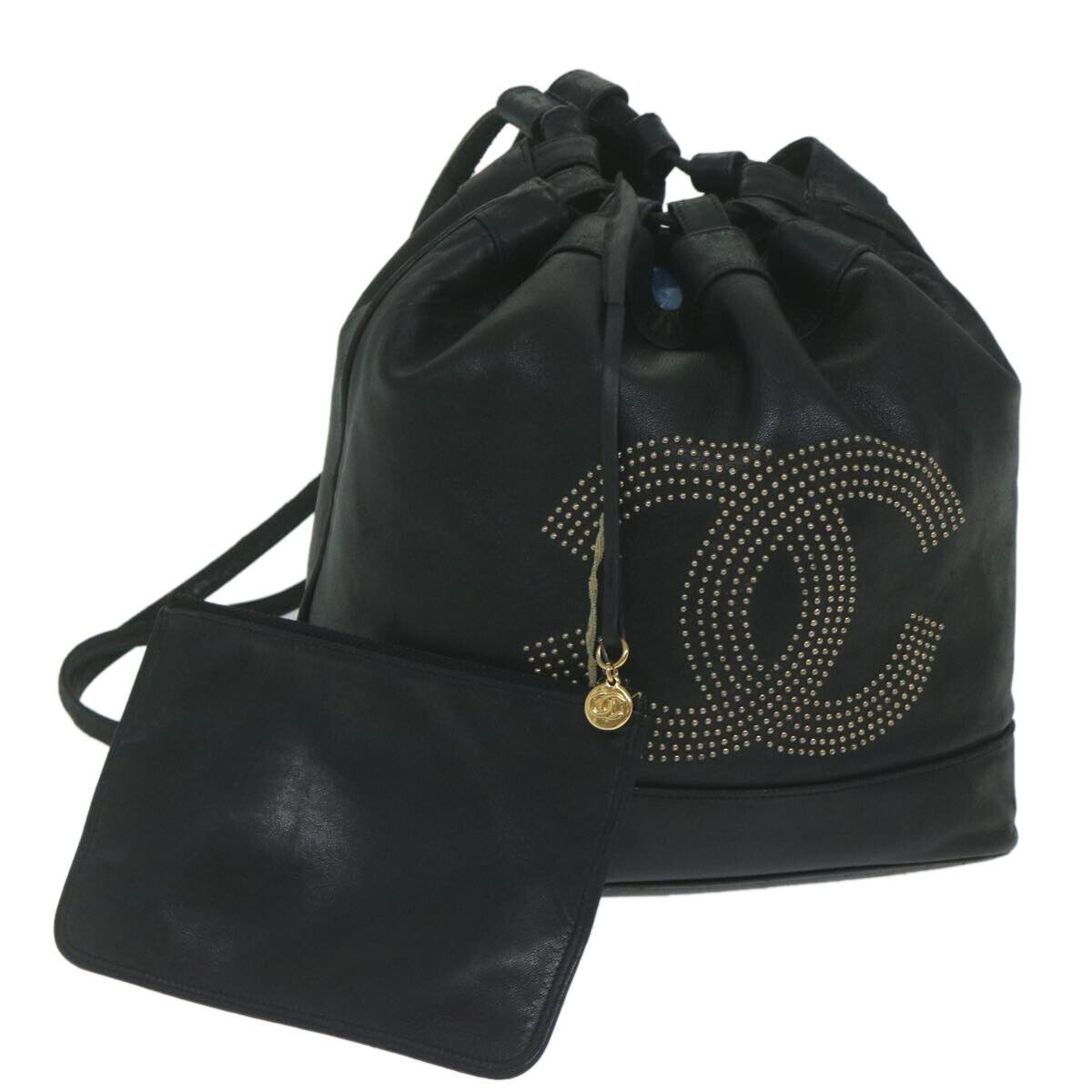 Chanel CHANEL Shoulder Bag Lamb Skin Black CC Auth Size ONE SIZE - 1 Thumbnail