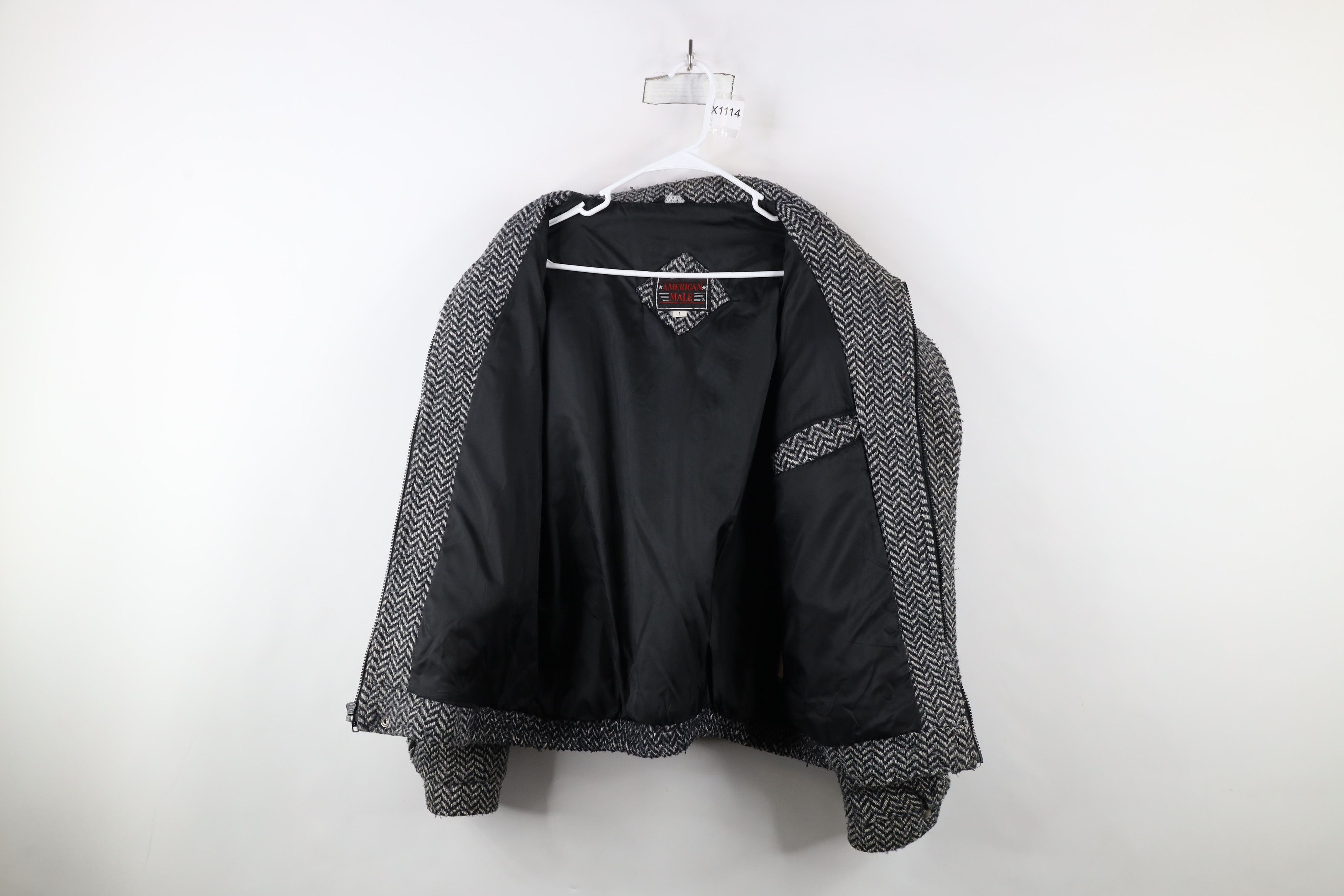 Vintage Vintage 90s Streetwear Blend Herringbone Tweed Bomber Jacket Size US L / EU 52-54 / 3 - 9 Thumbnail