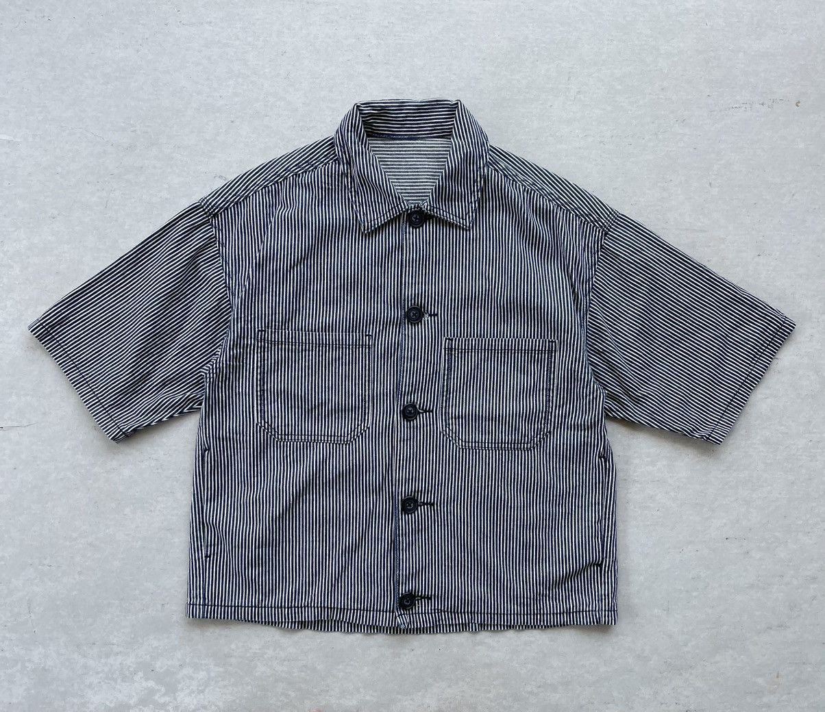 GU × Kim Jones GU Hickory Stripe Chef Overshirt Size US S / EU 44-46 / 1 - 5 Thumbnail