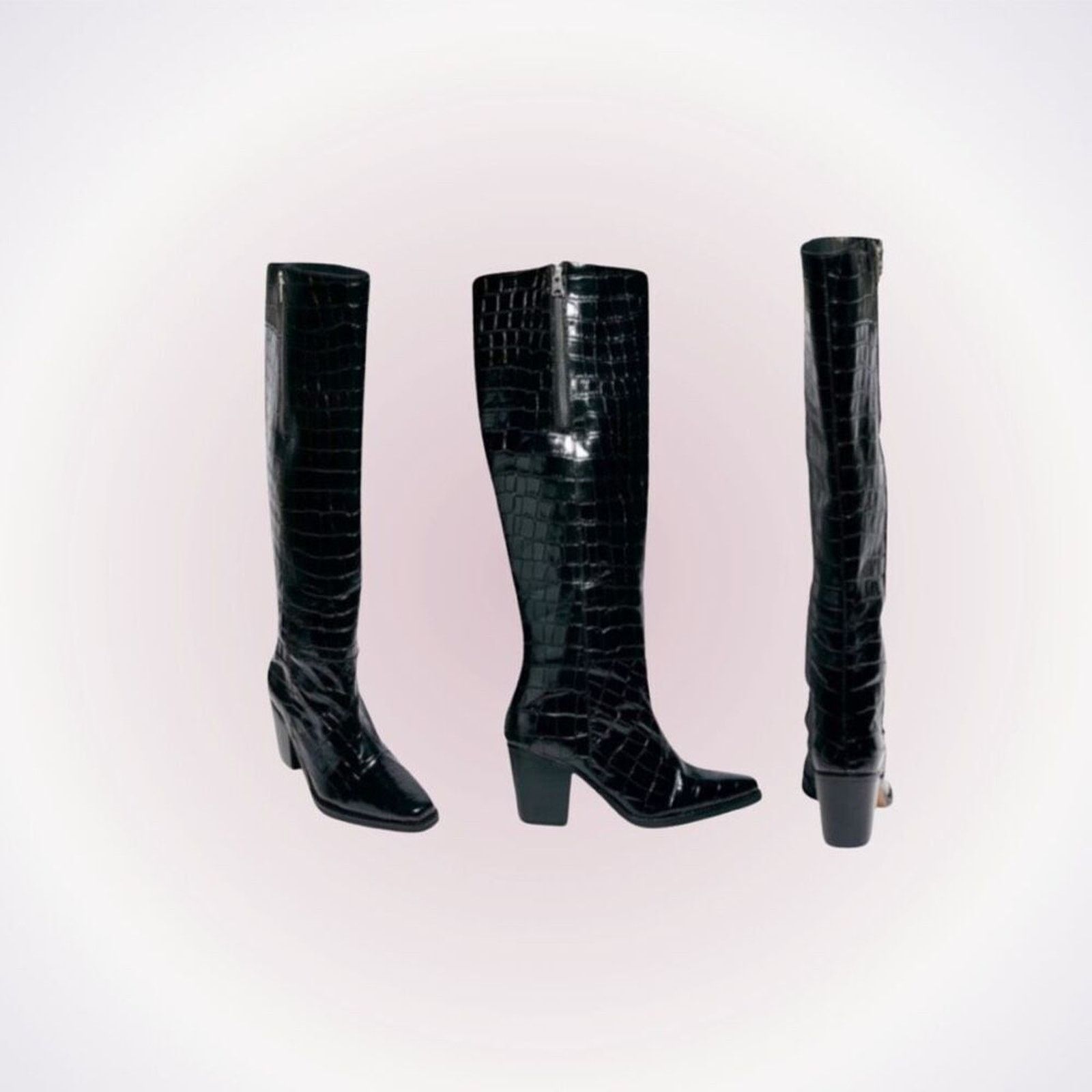 Allsaints AllSaints Cohen Knee-High Boots in Croc Emboss | Sz 39 Size US 8.5 / IT 38.5 - 1 Thumbnail