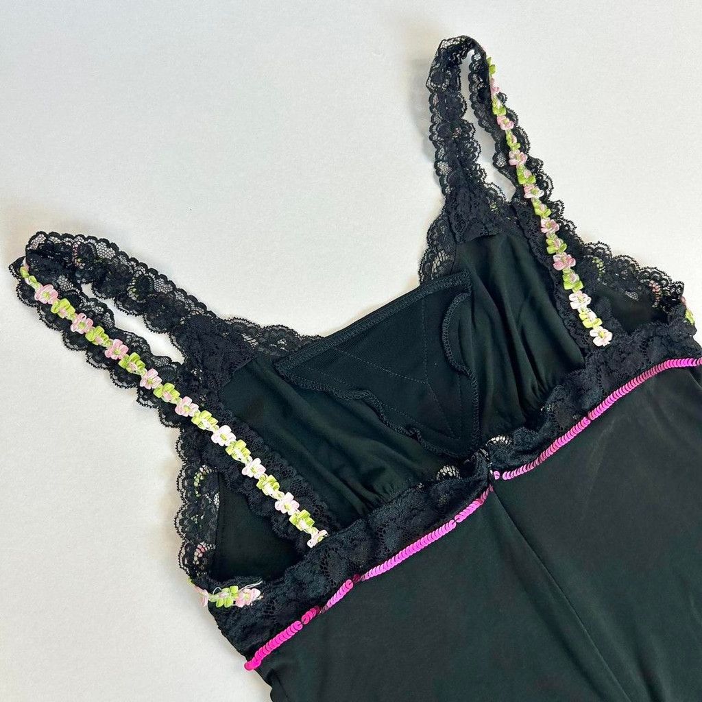 Dolce & Gabbana y2k D&G black cami tank with rosette trim straps Size S / US 4 / IT 40 - 5 Thumbnail