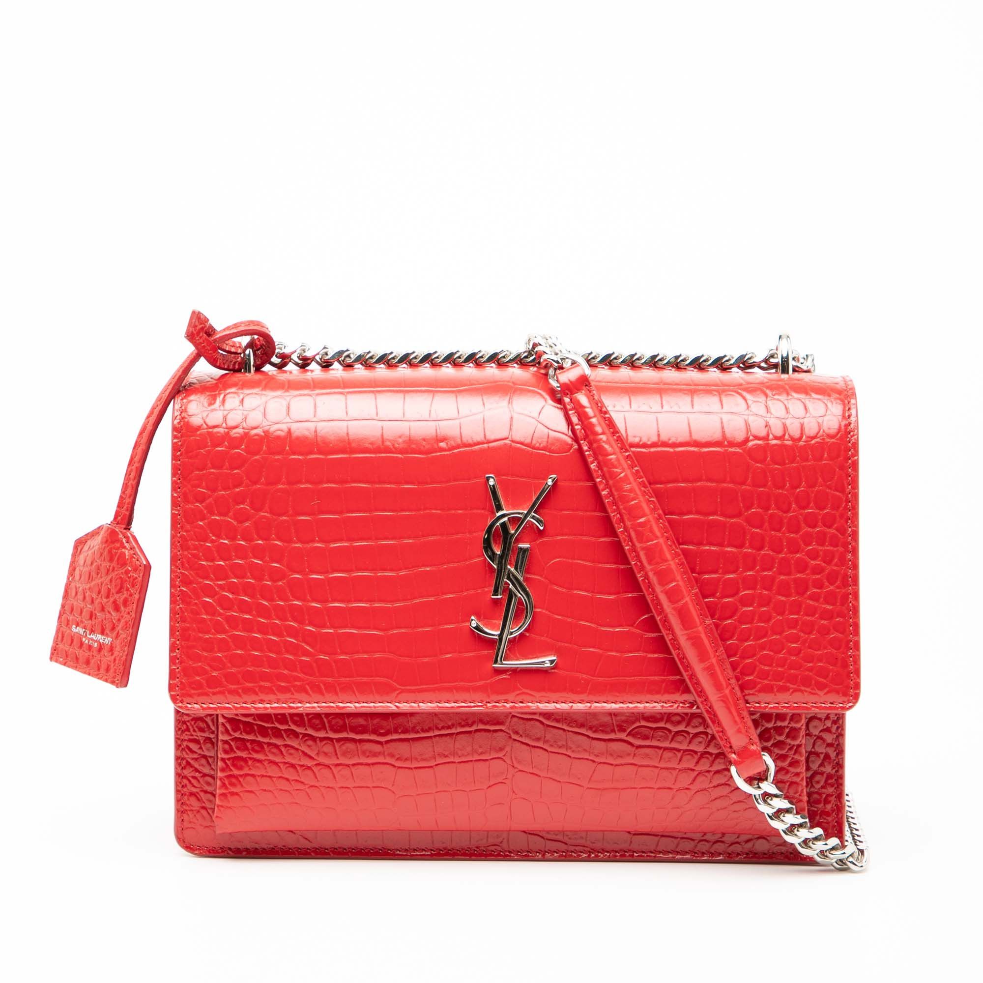 Saint Laurent Paris Medium Croc Embossed Leather Monogram Sunset Crossbody Size ONE SIZE - 1 Thumbnail