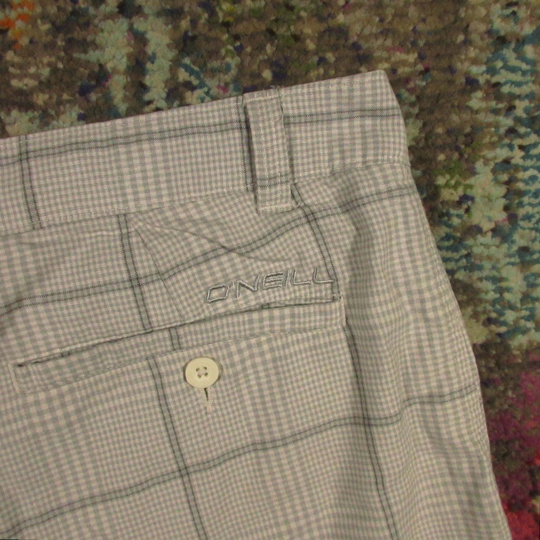 O'Neill O'Neill Mens Gray Plaid Shorts 38 Bermuda Chino Beach Summer Casual Lightweight Pockets Mid Rise 13in Belt Loops Zip Front Flat Front Regular Fit Size US 38 / EU 54 - 7 Thumbnail