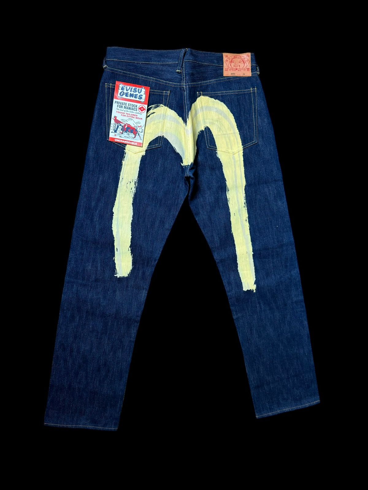 Pre-owned Evisu New! Vintage  Big Logo Selvedge Jeans (34 In Denim