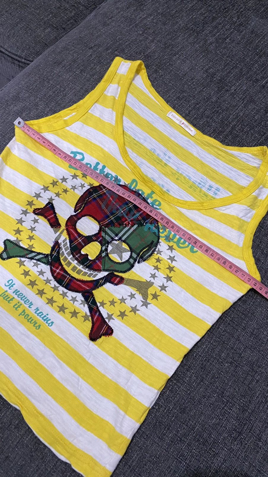 Japanese Brand Y2K Japanese Sucure Pomme Tanktop Grunge Style Size L / US 10 / IT 46 - 11 Thumbnail