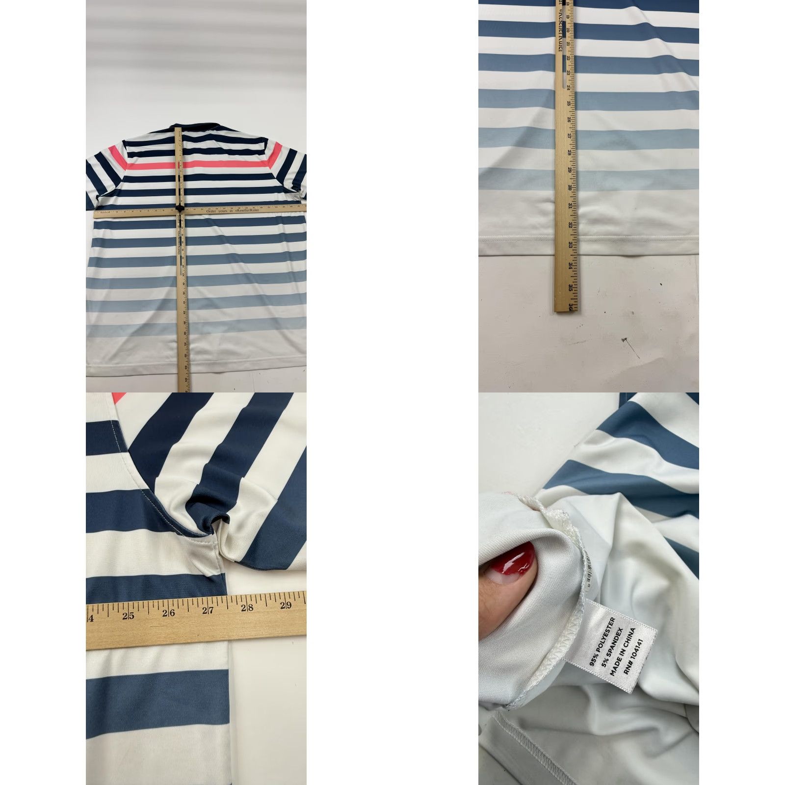 Vintage Walter Hagen Polo Shirt Mens 2XL Navy White Pink Stripe Golf Performance Stretch Size US XXL / EU 58 / 5 - 9 Thumbnail
