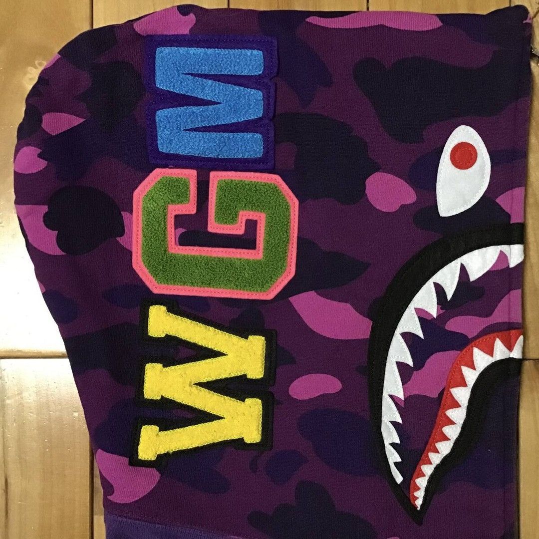 Bape × Nigo 2007 BAPE Purple camo shark full zip hoodie APE NIGO Size US M / EU 48-50 / 2 - 5 Thumbnail