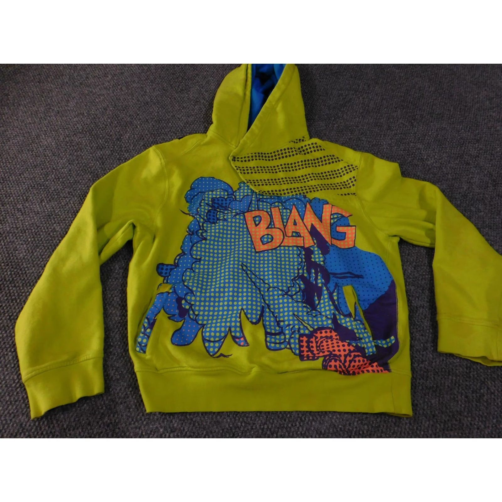 Akademiks Akademiks Hoodie Mens 3XL Neon Green Pullover Graphic BLANG Snap Neck Blue Lined Size US XXL / EU 58 / 5 - 3 Thumbnail