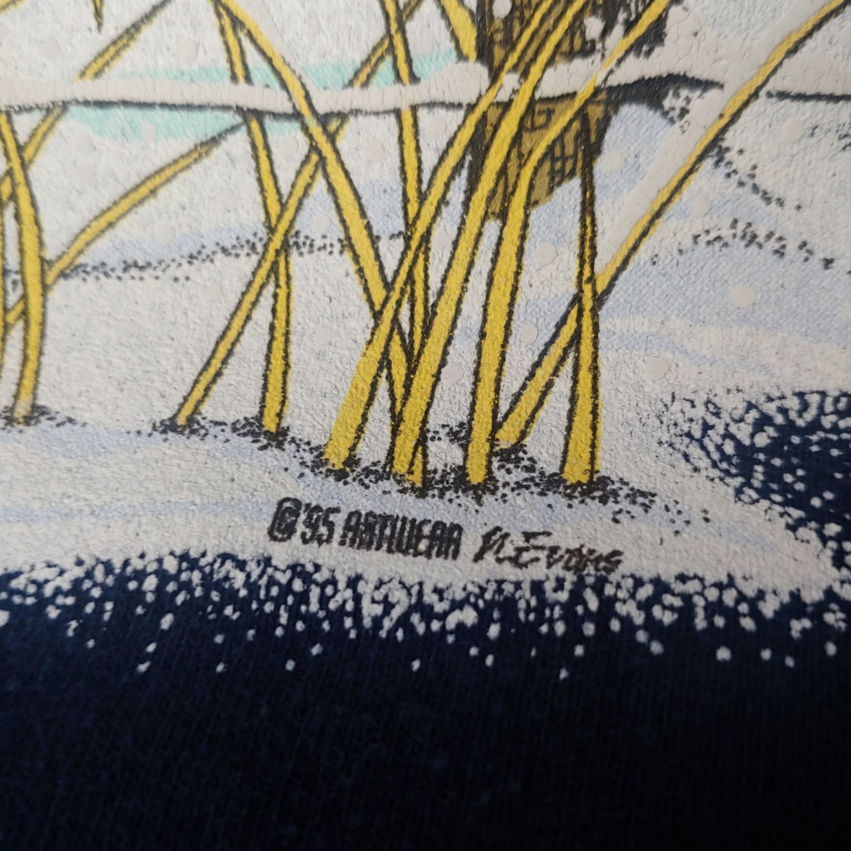 Jerzees VINTAGE JERZEES Sweatshirt Snow Birds 2X Blue Women's Pullover Crew Neck Winter Nature Bird Lovers 1995 ArtWear Design Size XXL / US 16-18 / IT 52-54 - 3 Thumbnail