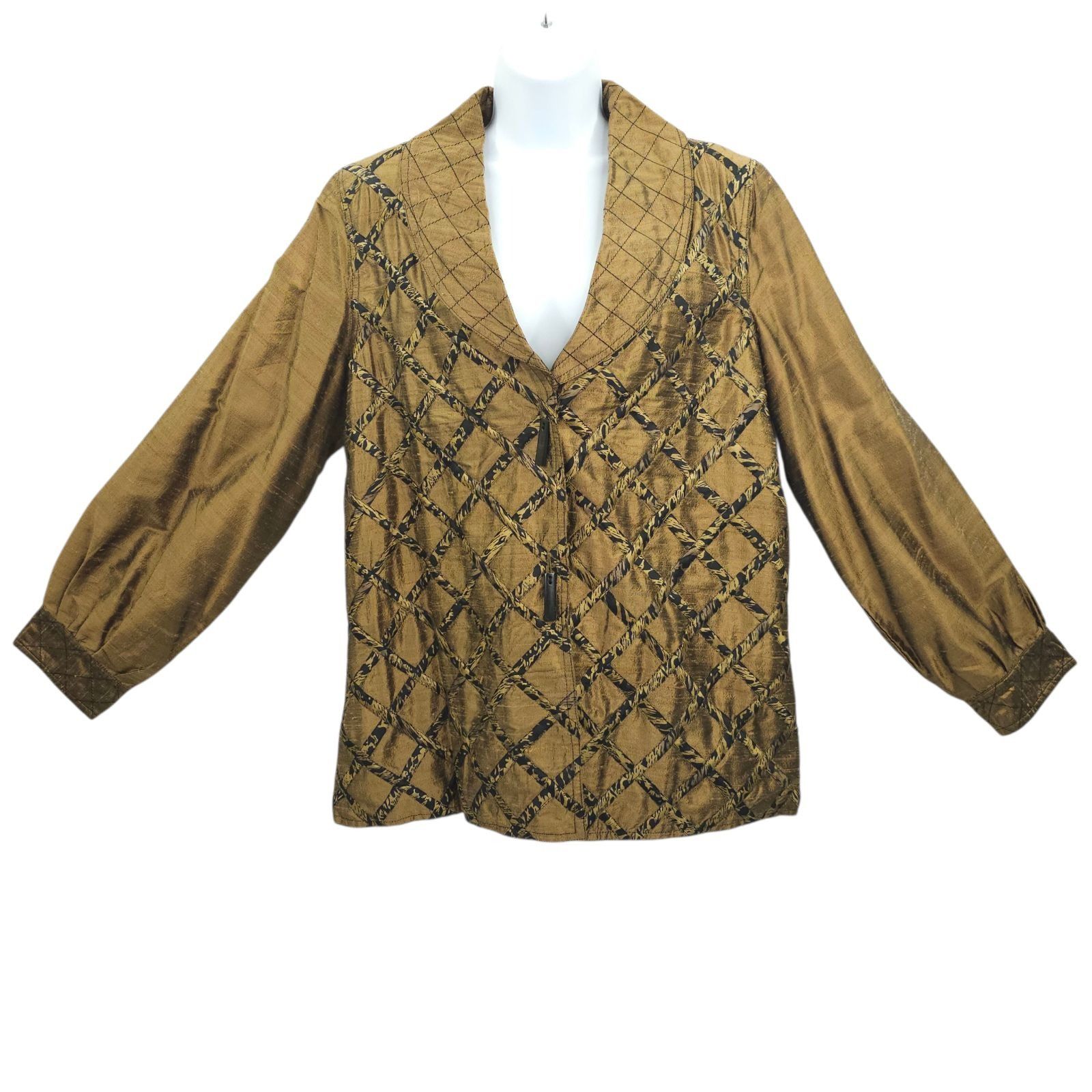 Other Yak Magik Silk Quilted Jacket XL Gold Bronze Lattice Toggle Size XL / US 12-14 / IT 48-50 - 1 Thumbnail